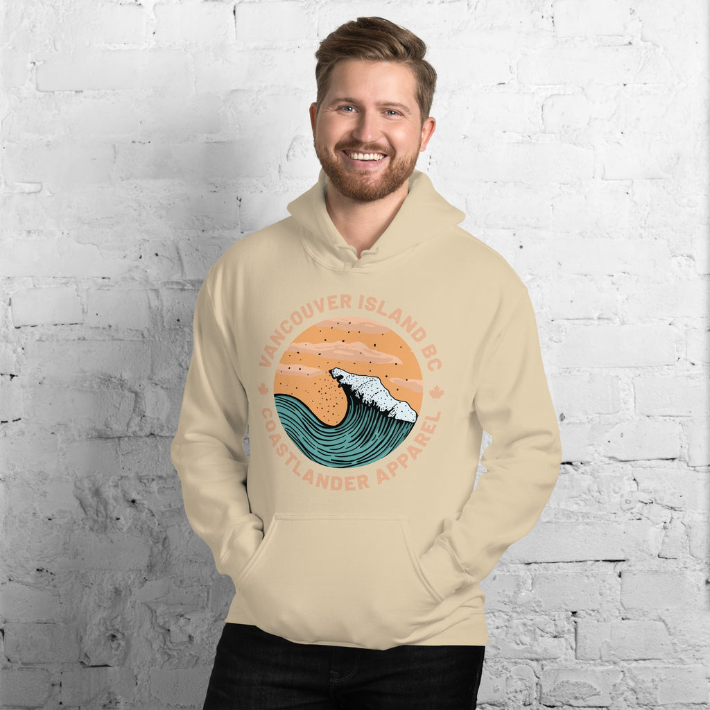 Design of Vancouver Island Wave Design - Unisex Hoodie , the colour is Sand