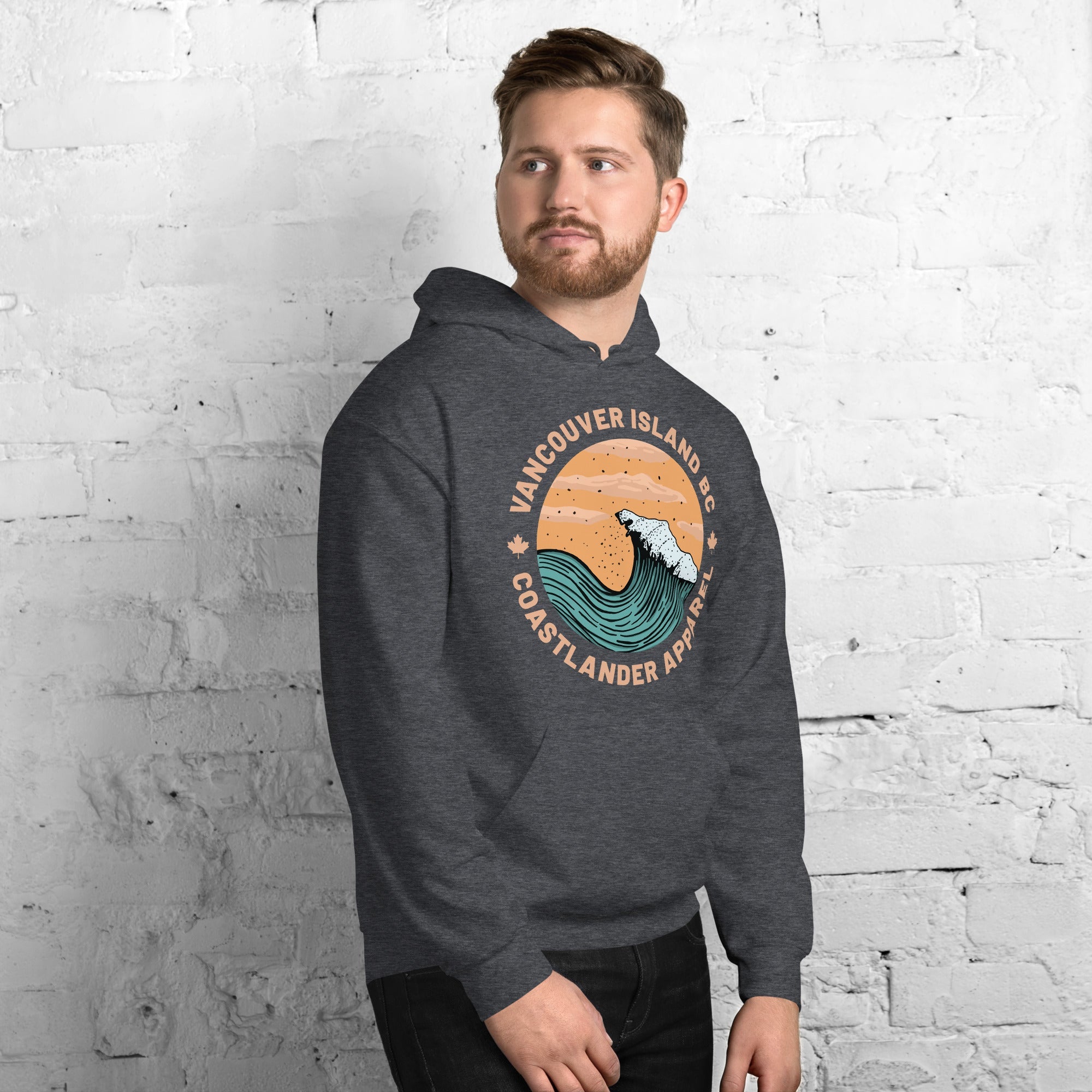 Design of Vancouver Island Wave Design - Unisex Hoodie , the colour is