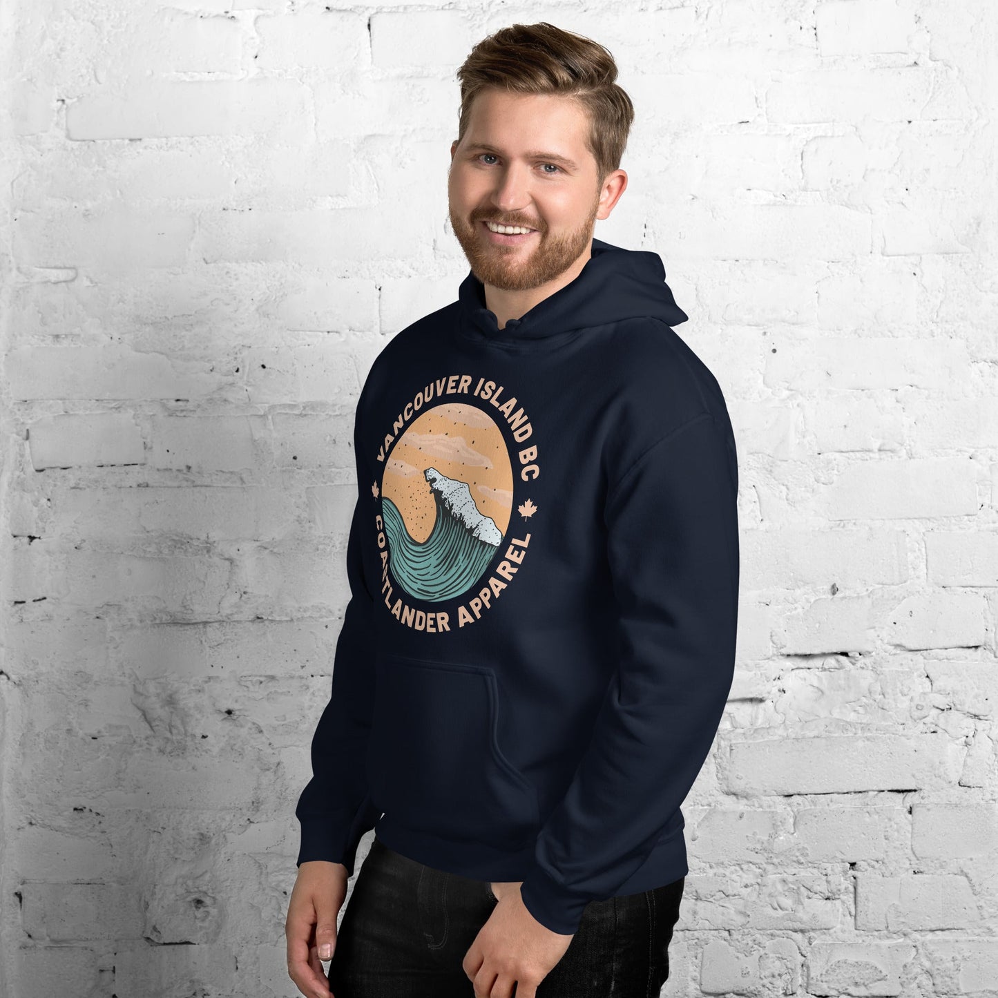 Design of Vancouver Island Wave Design - Unisex Hoodie , the colour is