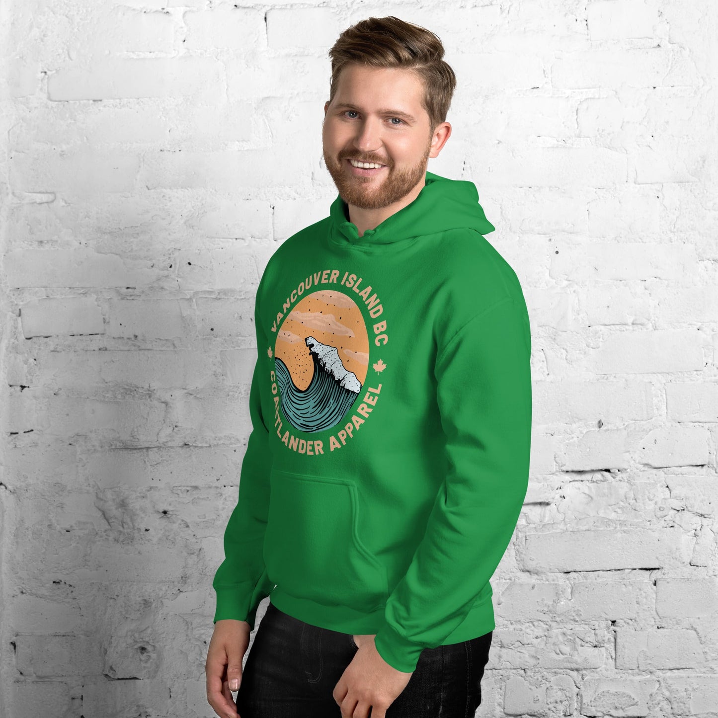 Design of Vancouver Island Wave Design - Unisex Hoodie , the colour is