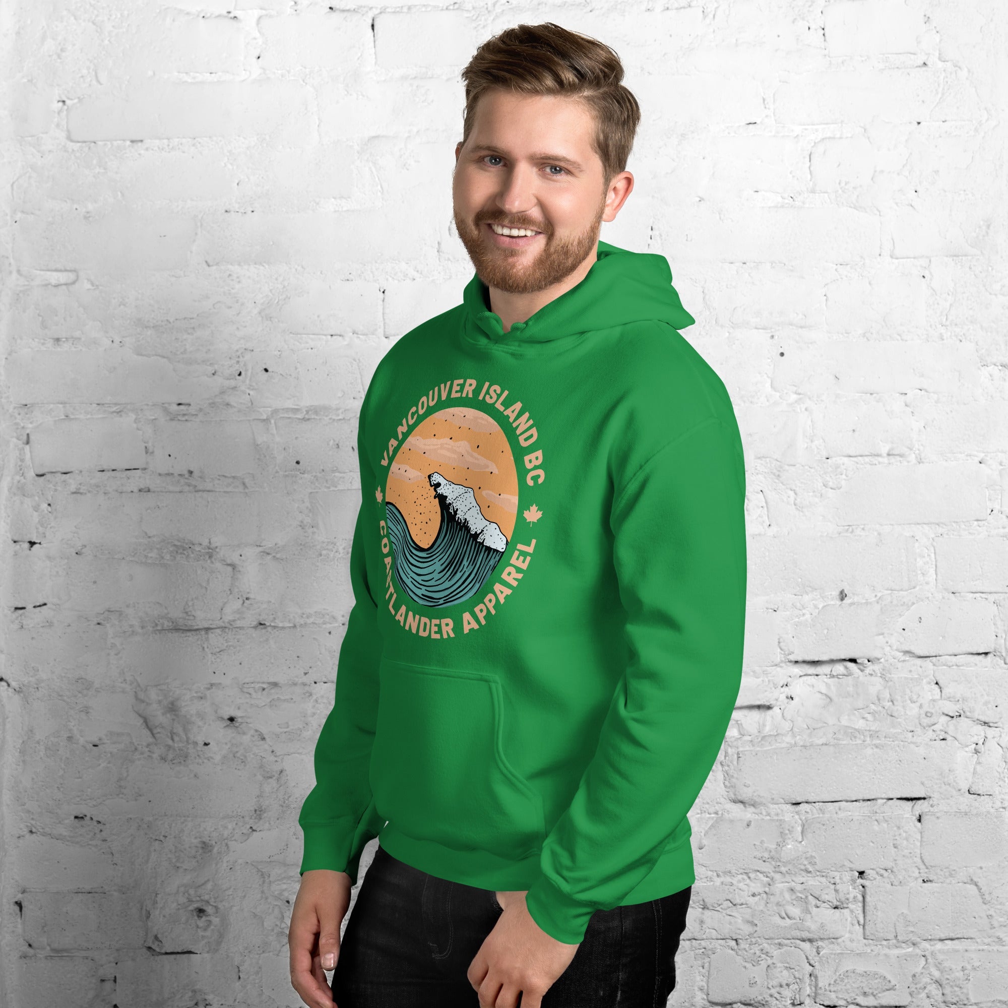 Design of Vancouver Island Wave Design - Unisex Hoodie , the colour is