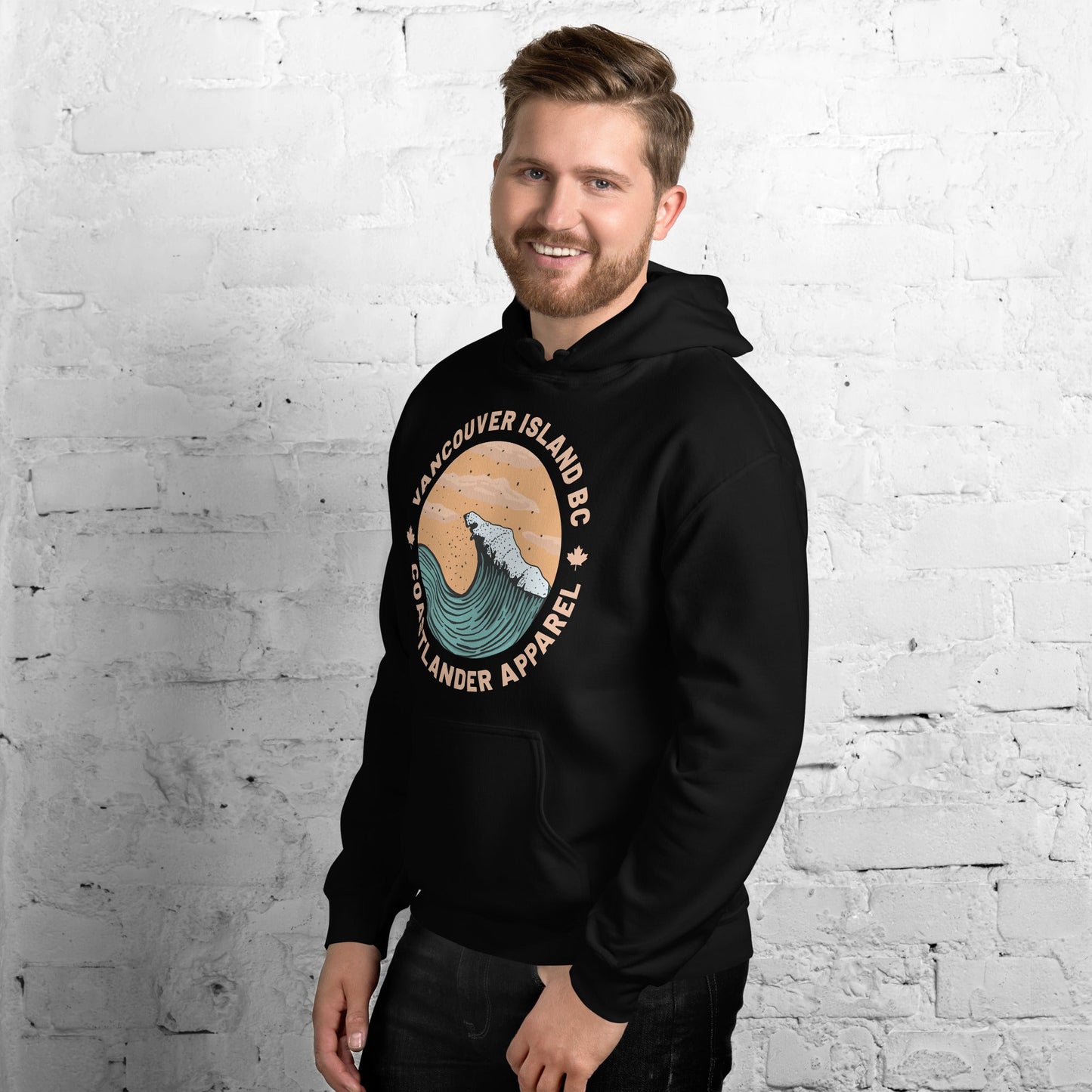 Design of Vancouver Island Wave Design - Unisex Hoodie , the colour is