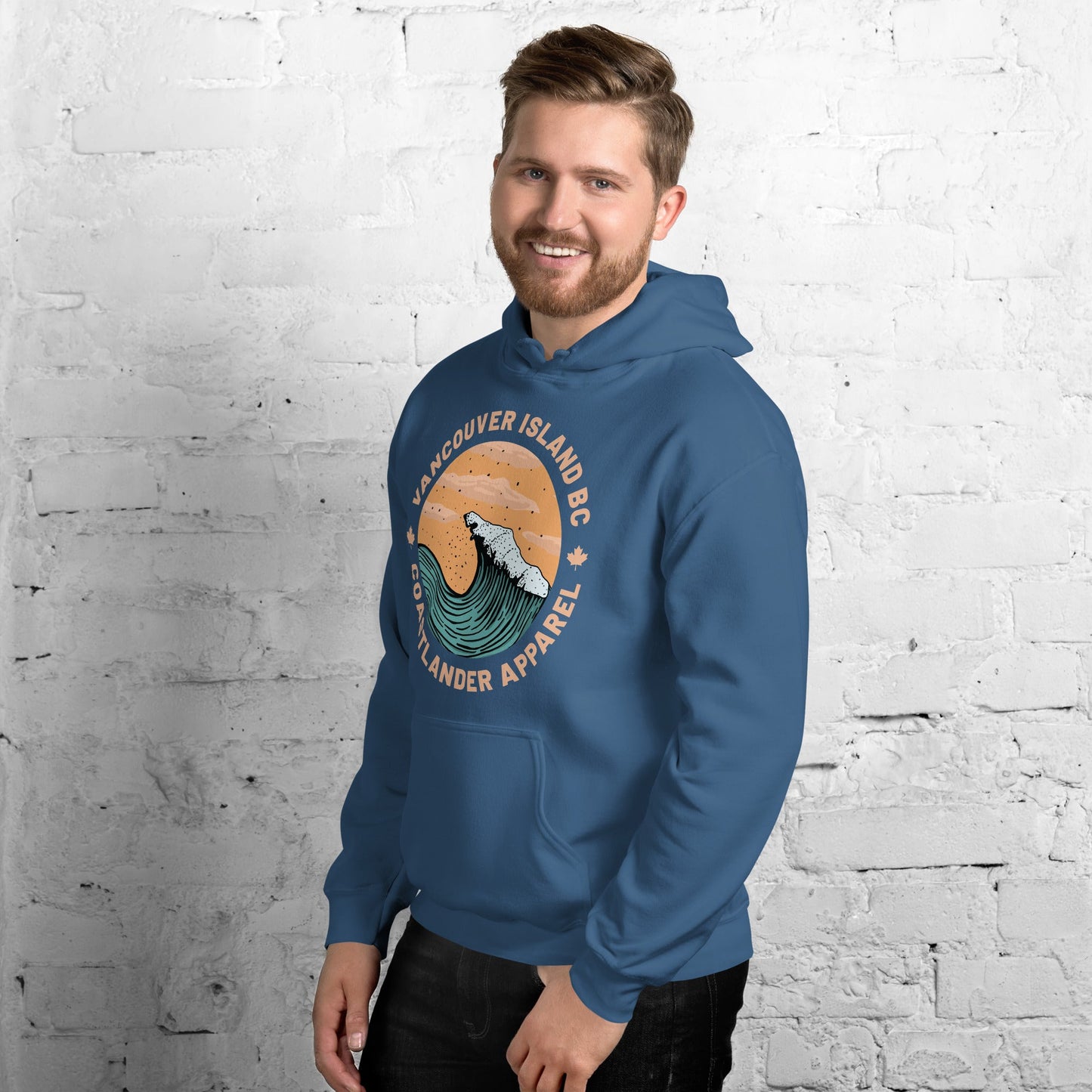 Design of Vancouver Island Wave Design - Unisex Hoodie , the colour is
