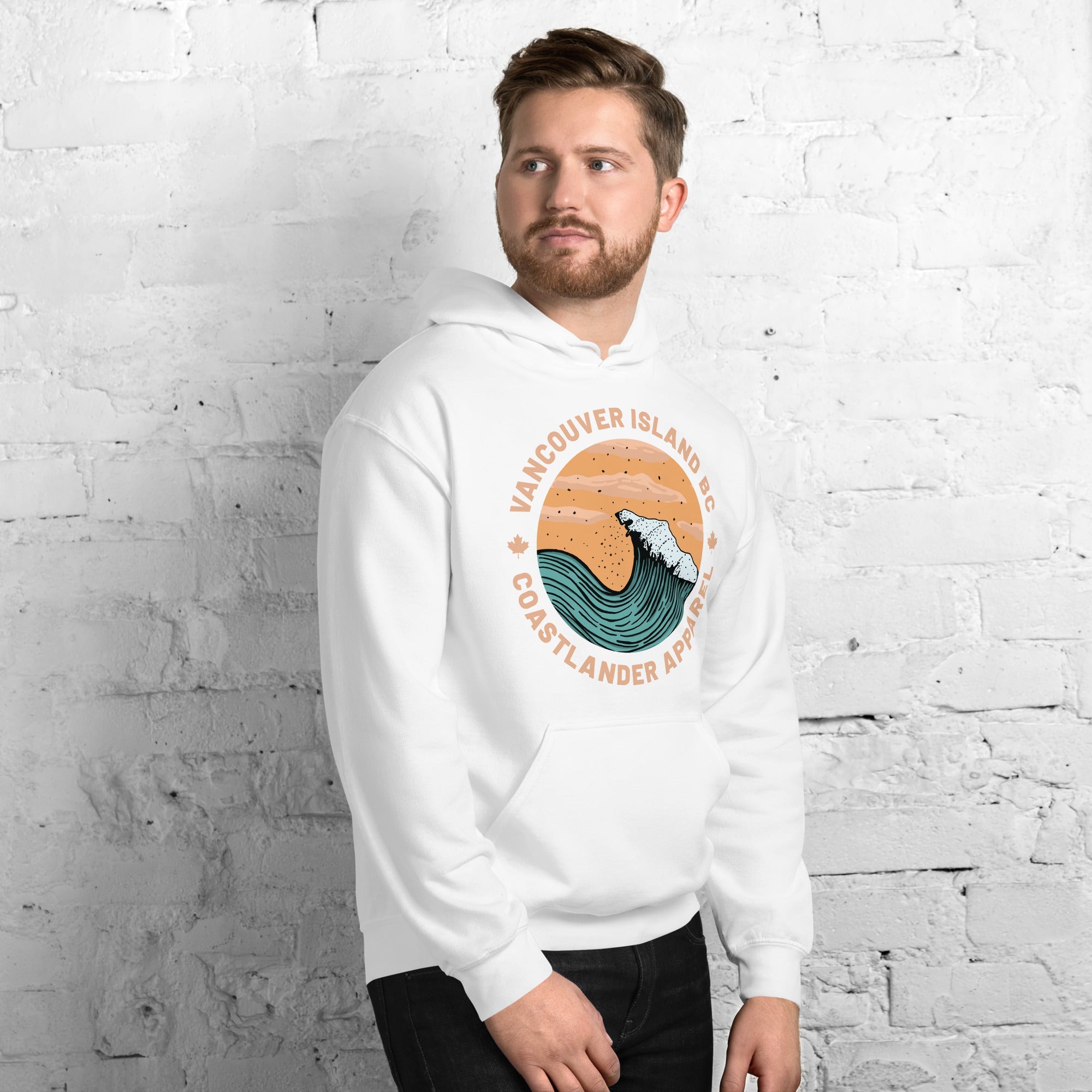 Design of Vancouver Island Wave Design - Unisex Hoodie , the colour is