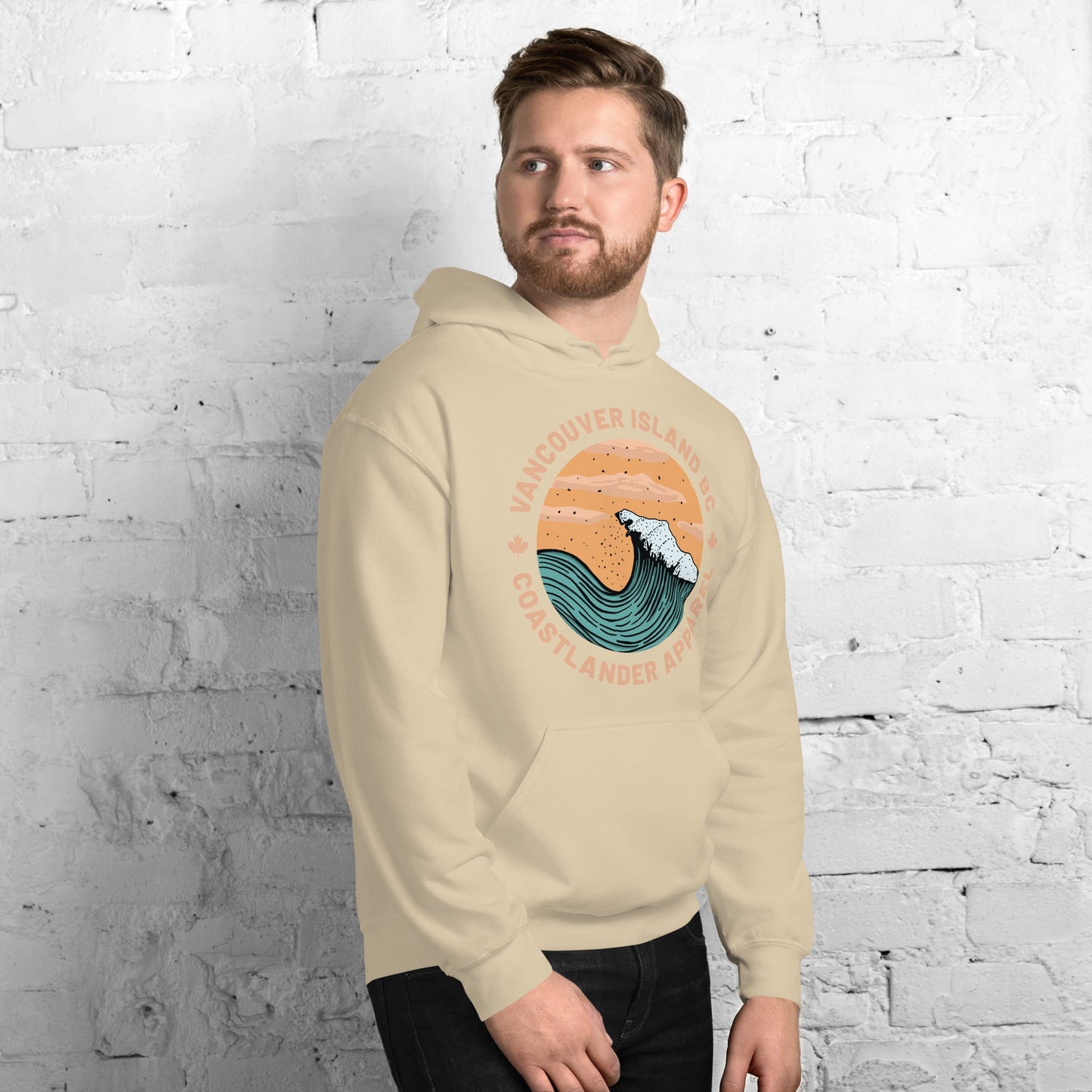 Design of Vancouver Island Wave Design - Unisex Hoodie , the colour is