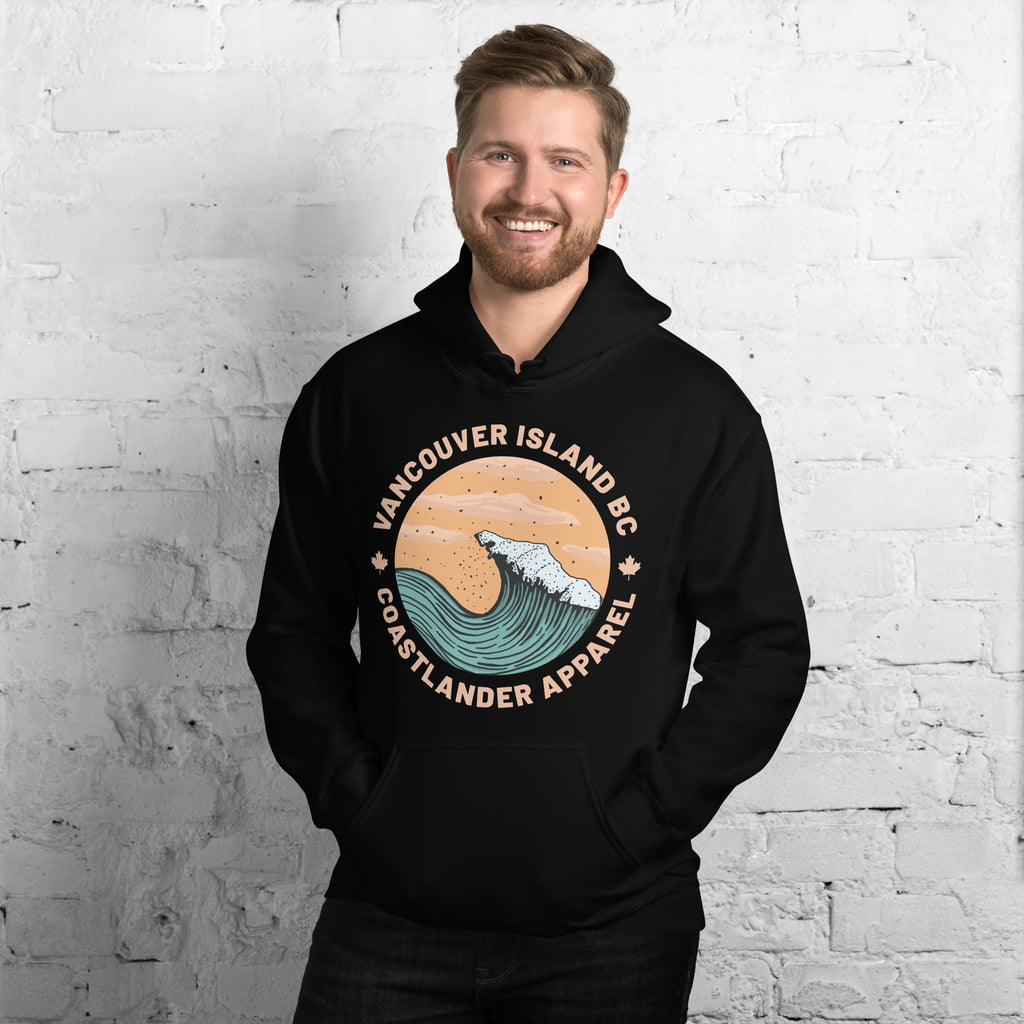 Design of Vancouver Island Wave Design - Unisex Hoodie , the colour is Black
