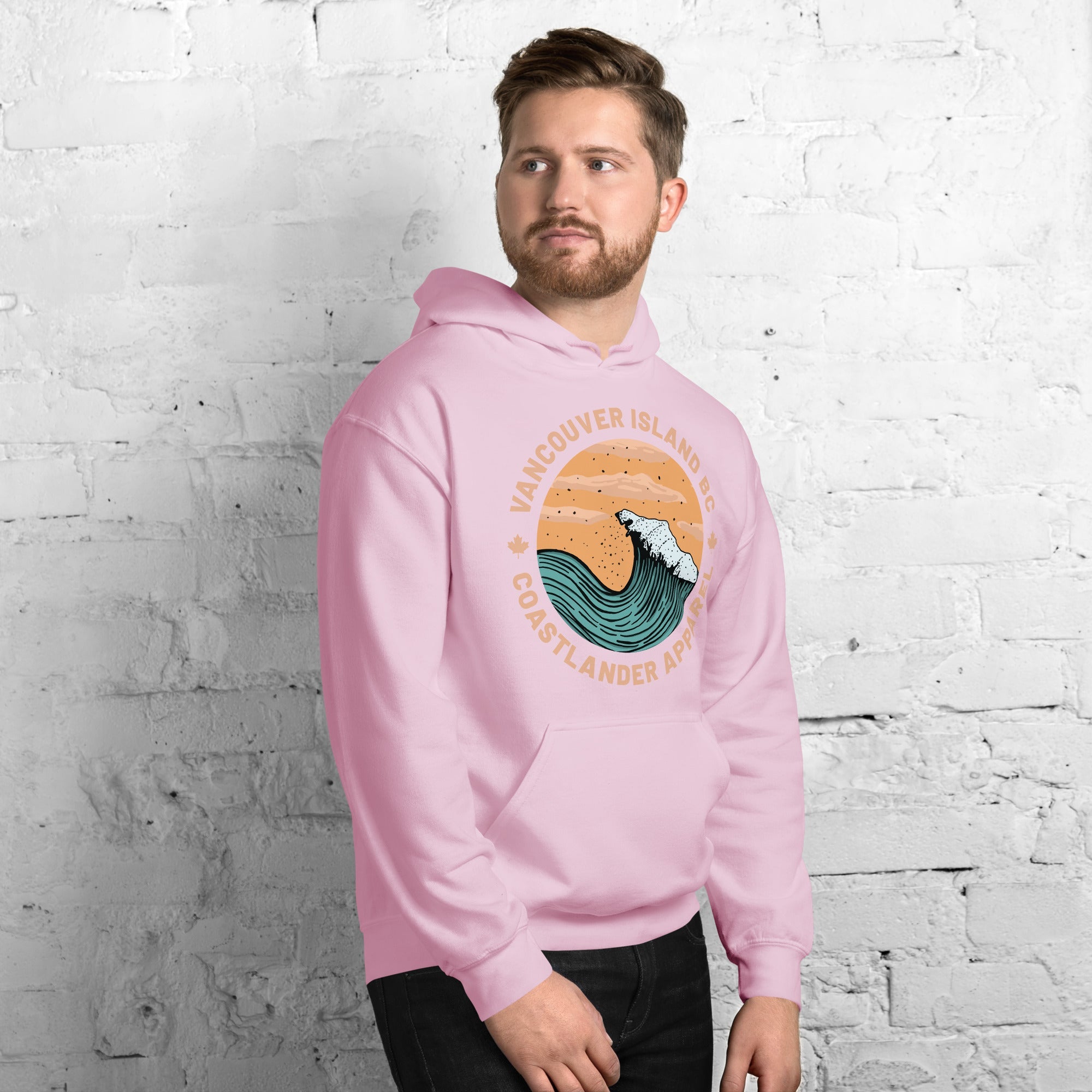 Design of Vancouver Island Wave Design - Unisex Hoodie , the colour is