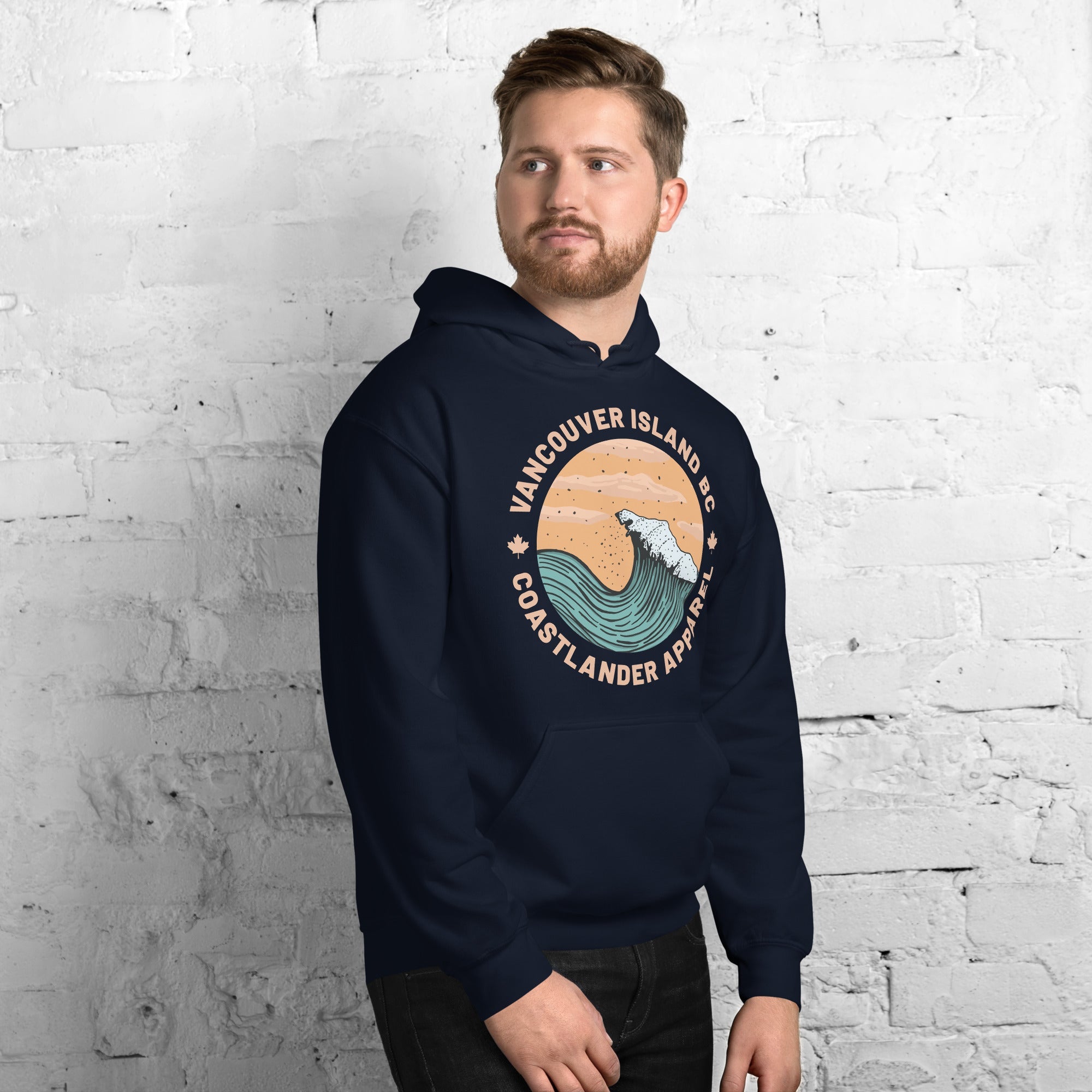 Design of Vancouver Island Wave Design - Unisex Hoodie , the colour is
