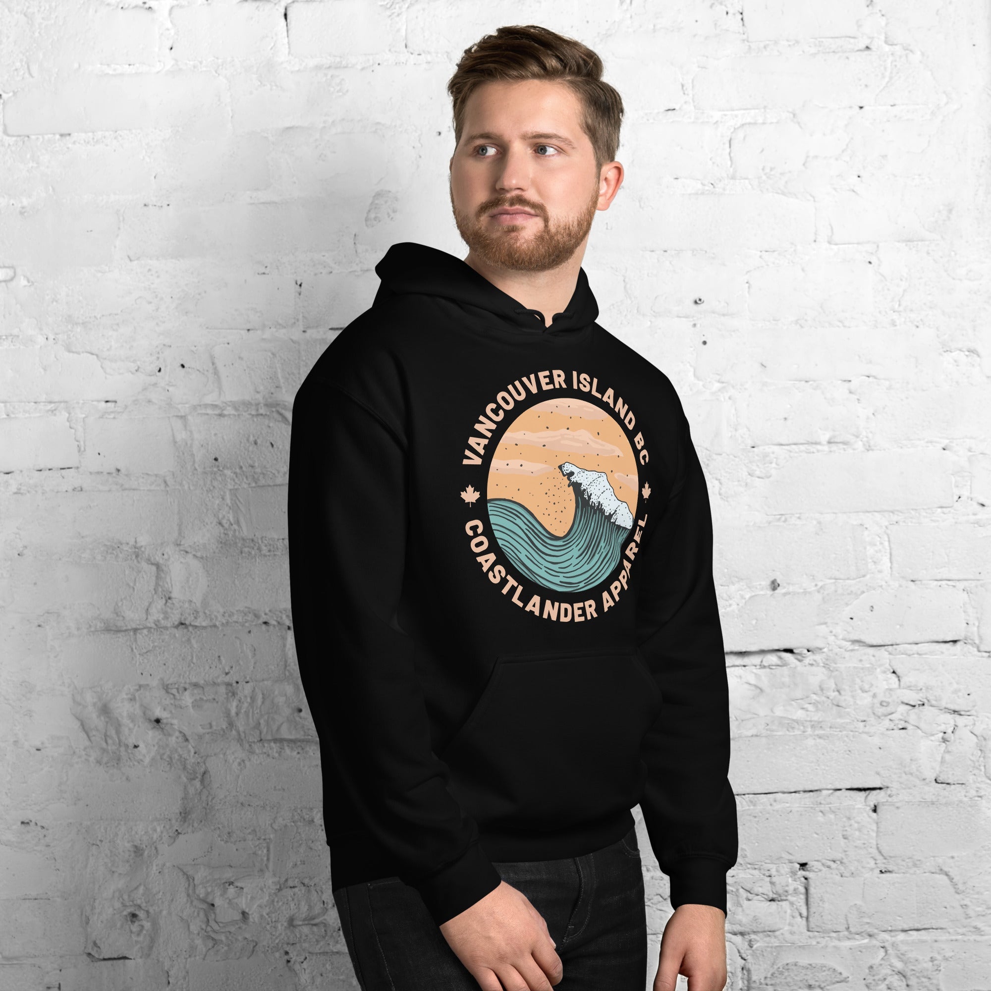 Design of Vancouver Island Wave Design - Unisex Hoodie , the colour is