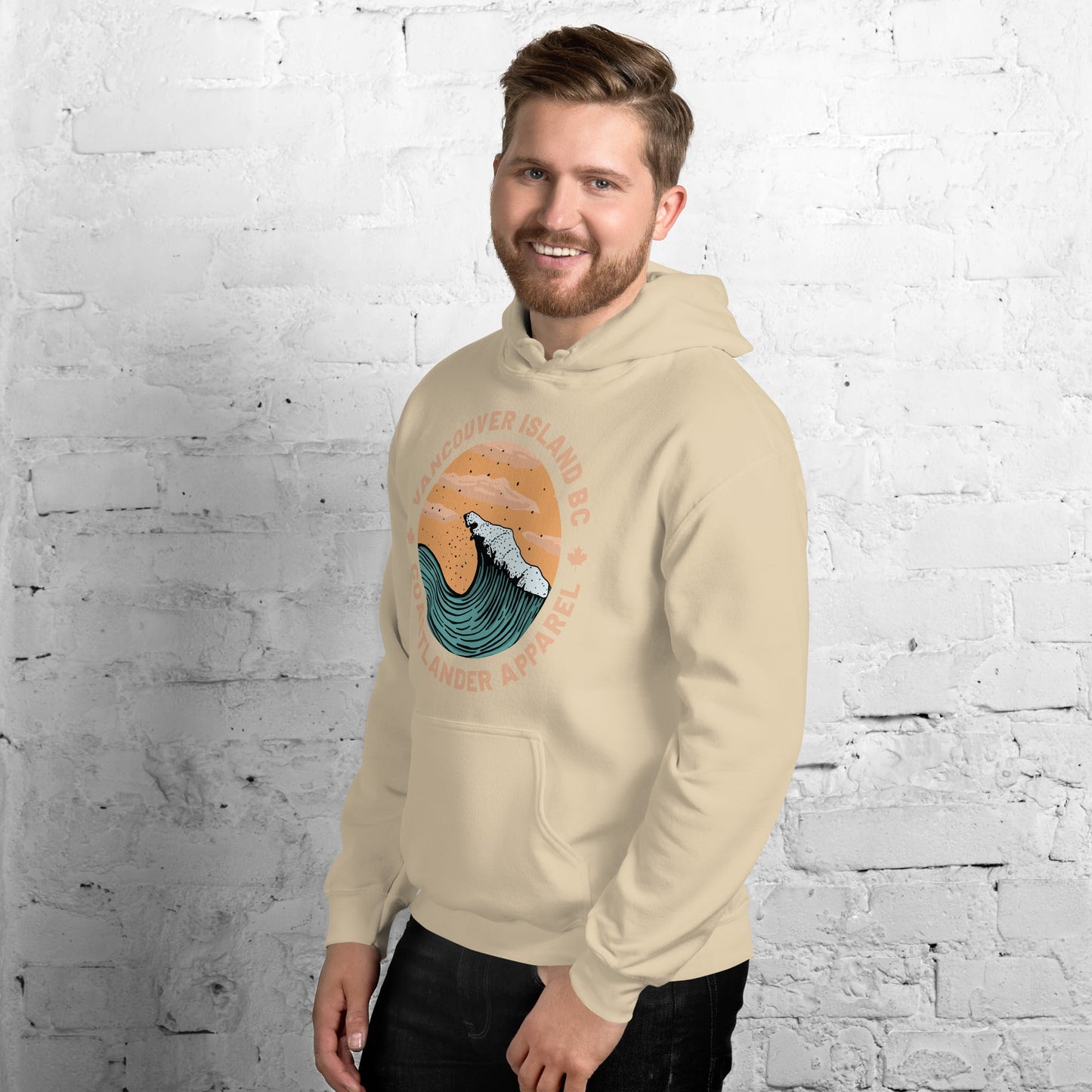 Design of Vancouver Island Wave Design - Unisex Hoodie , the colour is