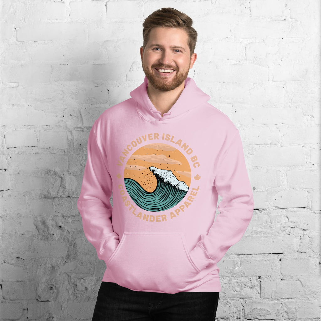 Design of Vancouver Island Wave Design - Unisex Hoodie , the colour is Light Pink