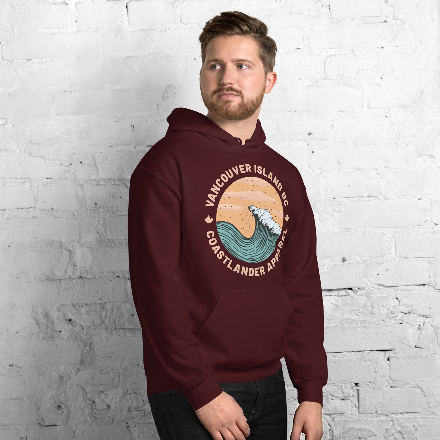 Design of Vancouver Island Wave Design - Unisex Hoodie , the colour is