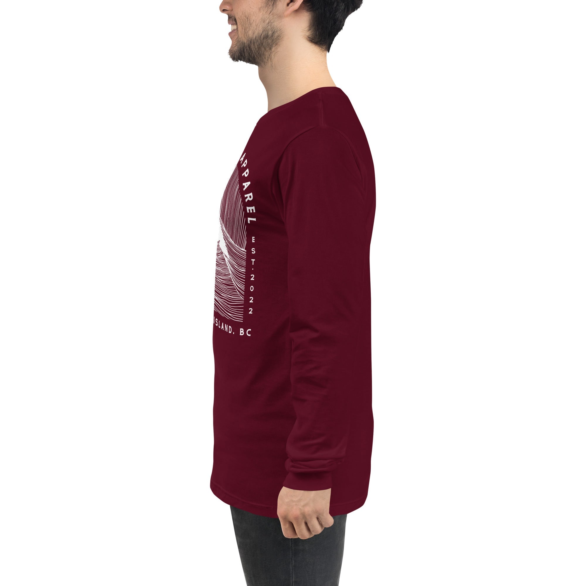Design of Vancouver Island Wave Design - Unisex Long Sleeve Tee , the colour is