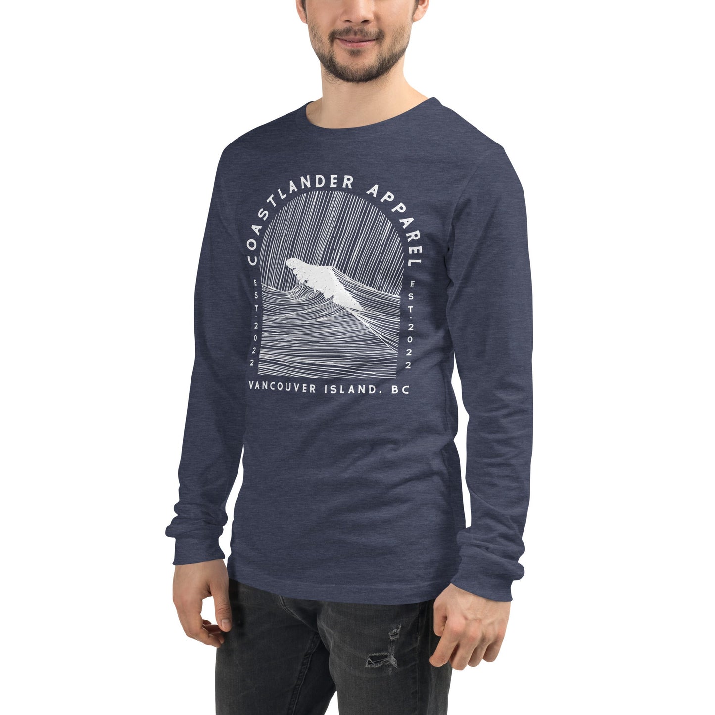 Design of Vancouver Island Wave Design - Unisex Long Sleeve Tee , the colour is