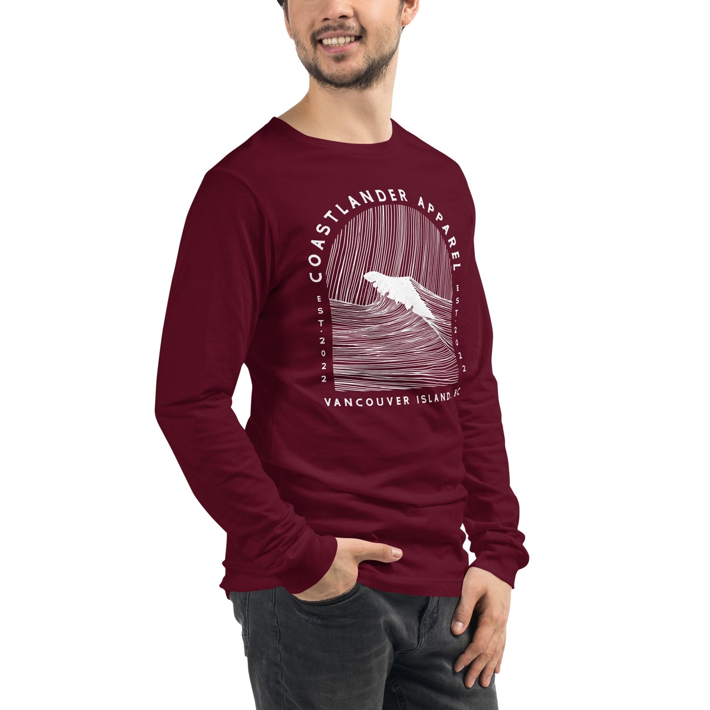 Design of Vancouver Island Wave Design - Unisex Long Sleeve Tee , the colour is