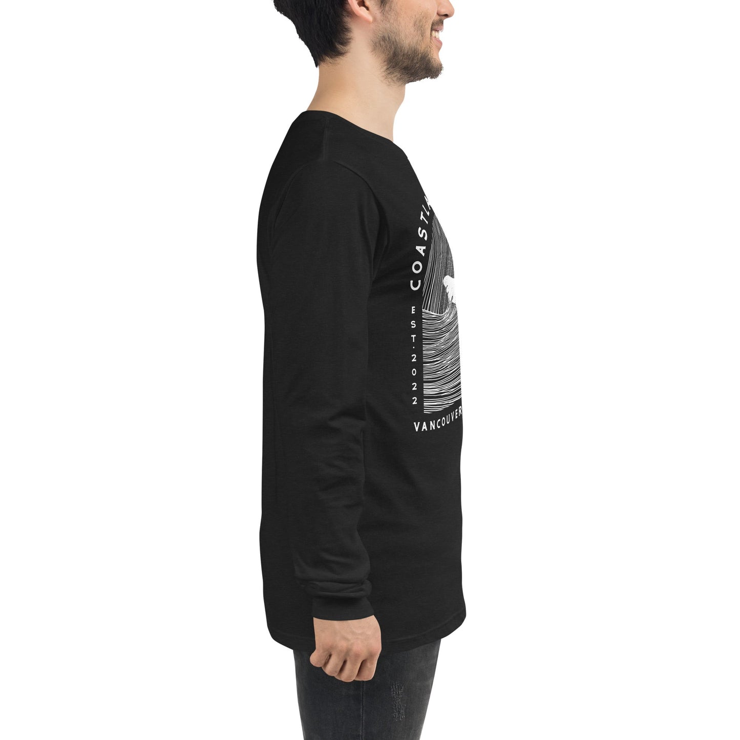 Design of Vancouver Island Wave Design - Unisex Long Sleeve Tee , the colour is