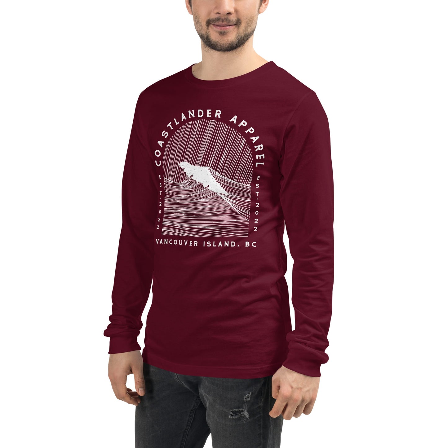 Design of Vancouver Island Wave Design - Unisex Long Sleeve Tee , the colour is