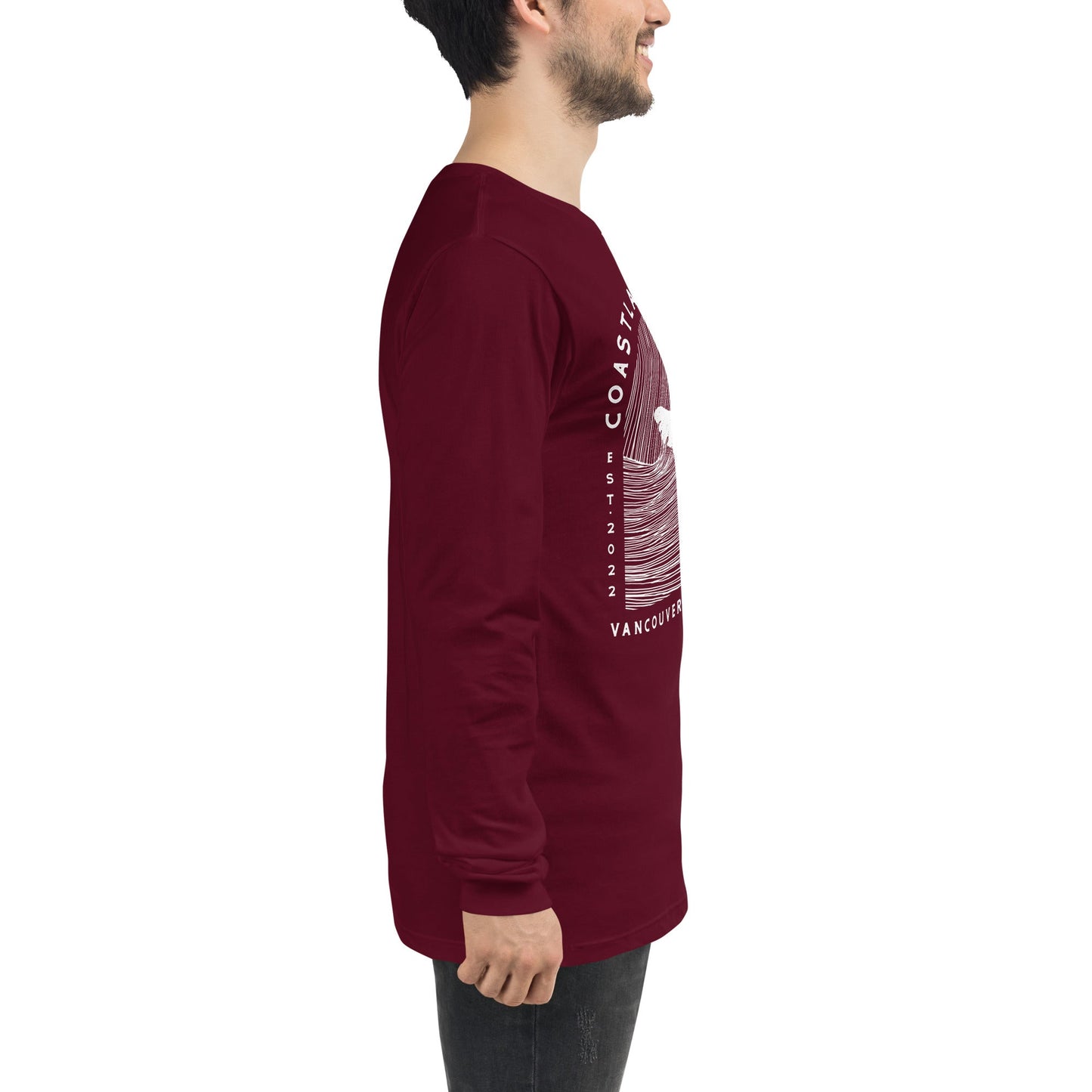 Design of Vancouver Island Wave Design - Unisex Long Sleeve Tee , the colour is