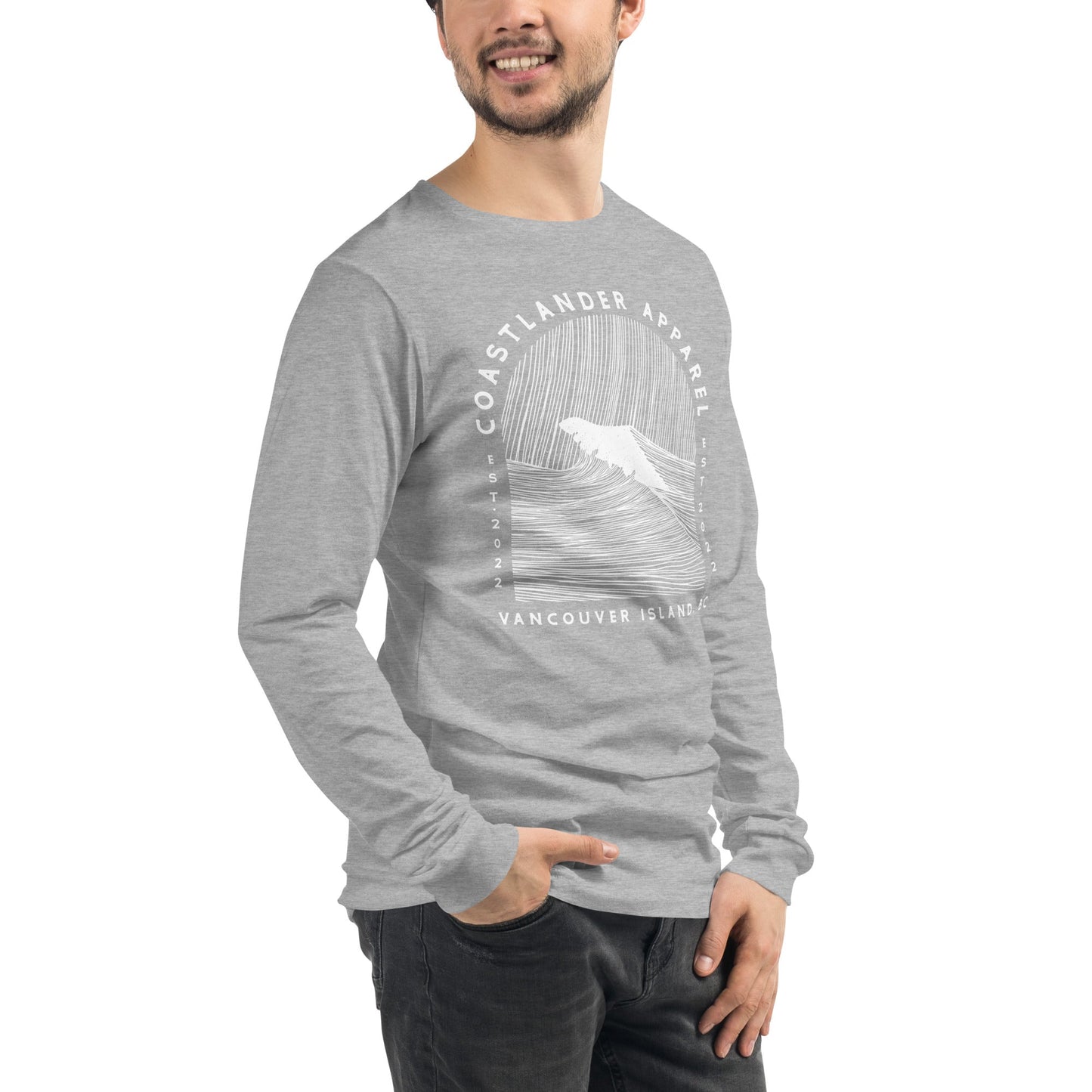Design of Vancouver Island Wave Design - Unisex Long Sleeve Tee , the colour is