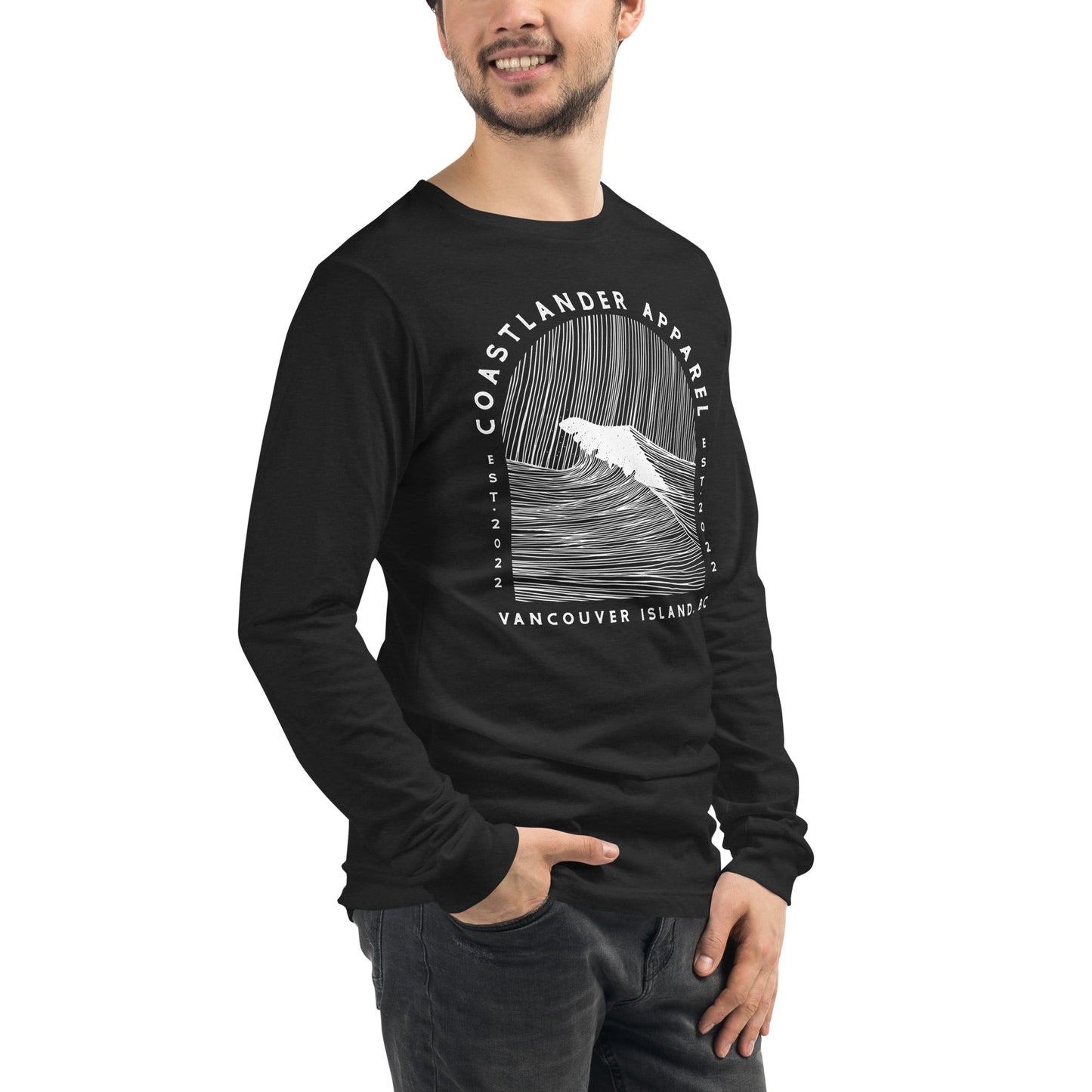 Design of Vancouver Island Wave Design - Unisex Long Sleeve Tee , the colour is