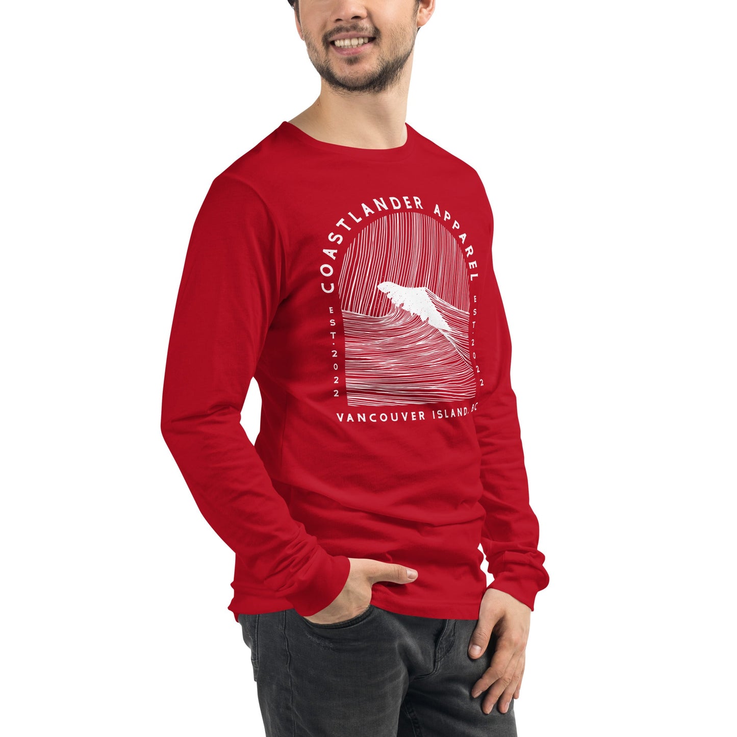 Design of Vancouver Island Wave Design - Unisex Long Sleeve Tee , the colour is