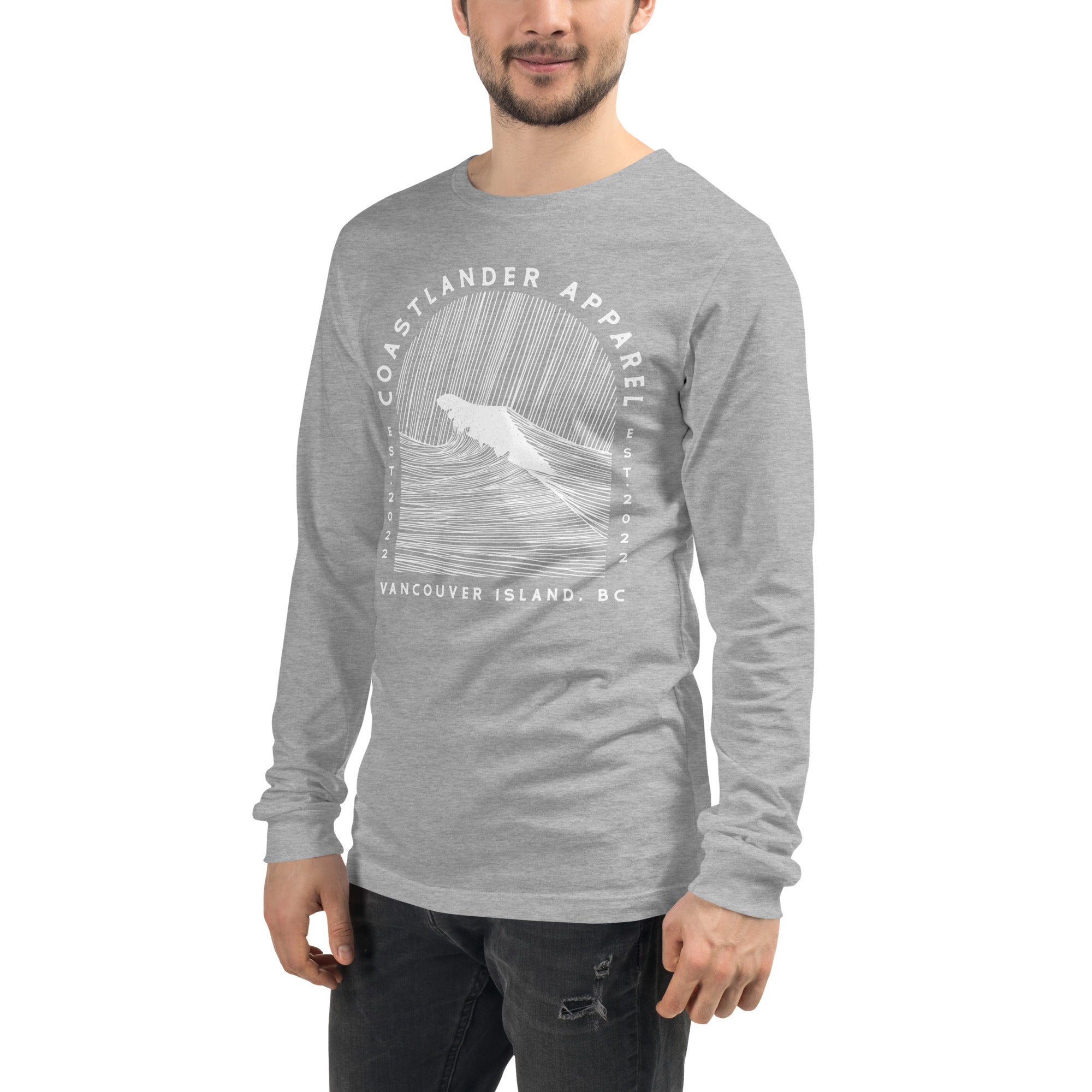 Design of Vancouver Island Wave Design - Unisex Long Sleeve Tee , the colour is