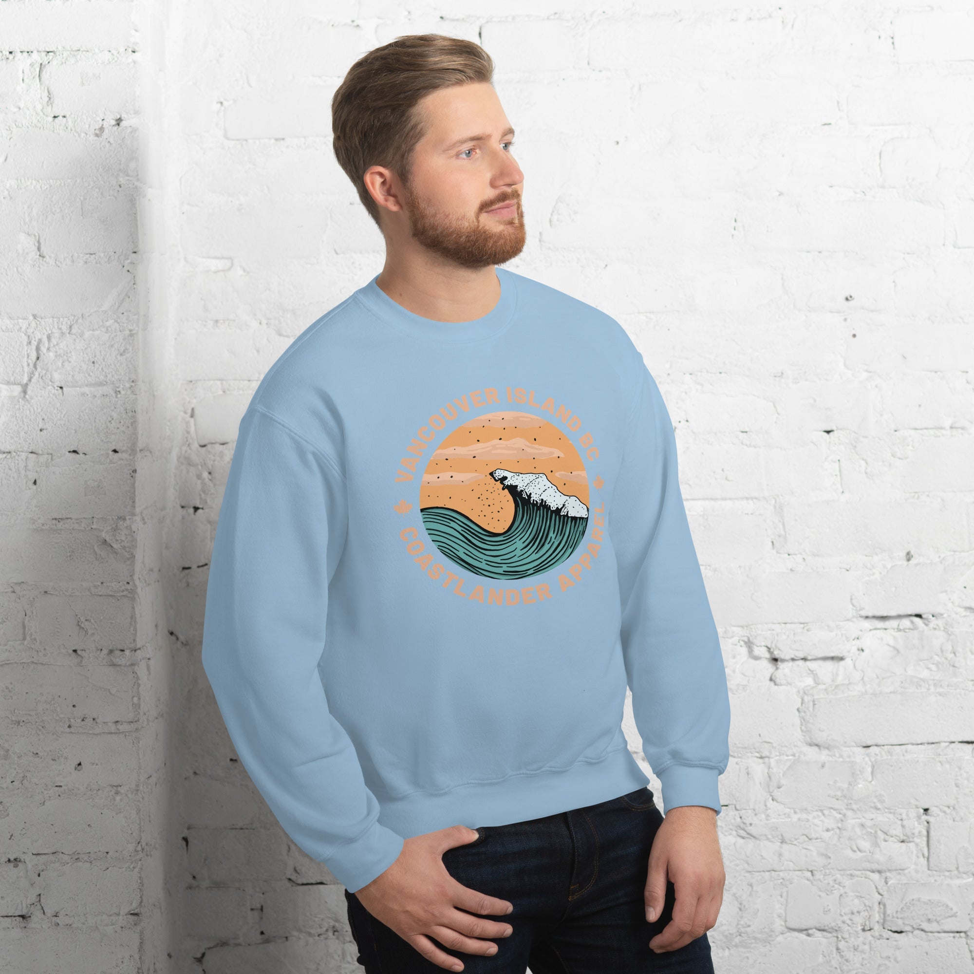 Design of Vancouver Island Wave Design - Unisex Sweatshirt , the colour is