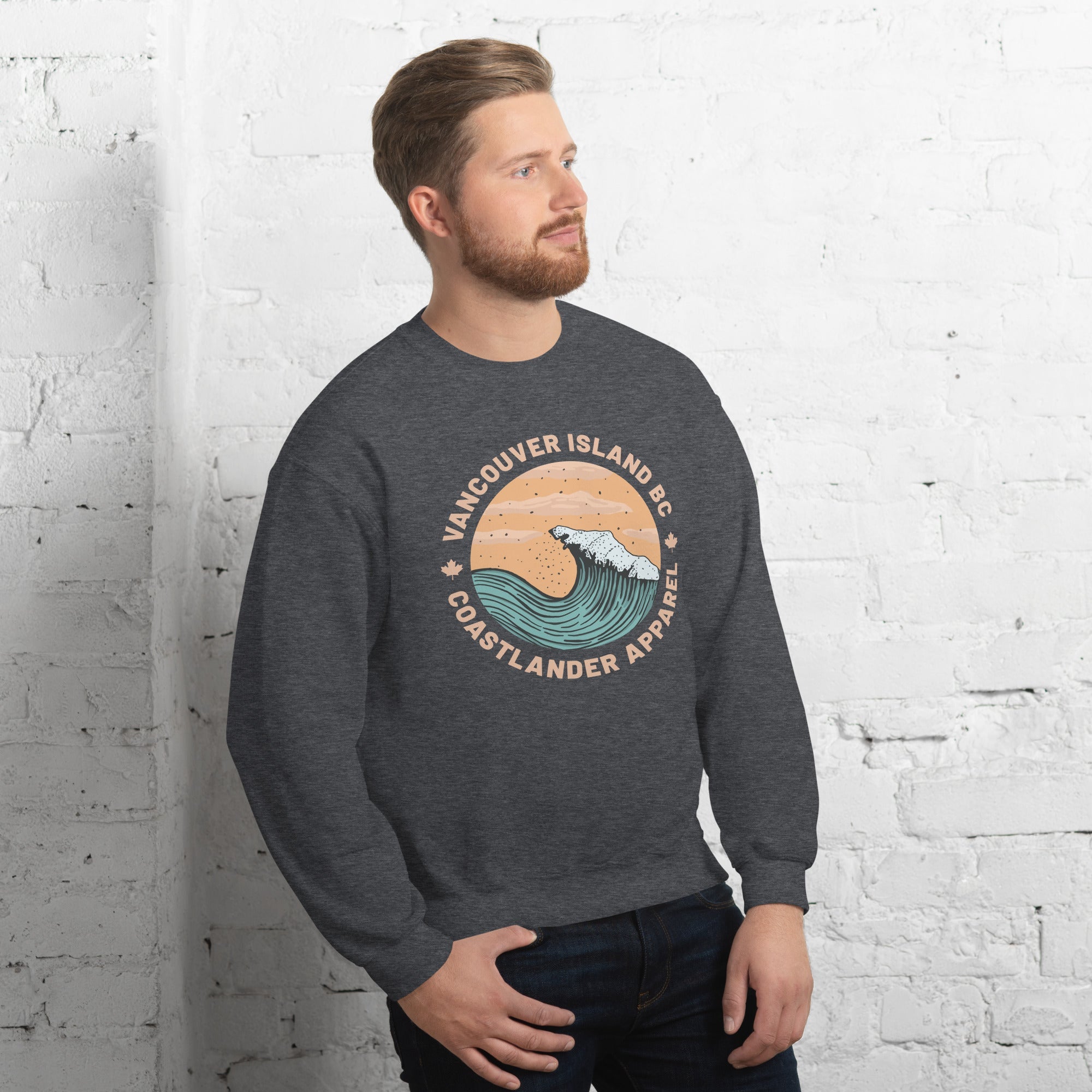 Design of Vancouver Island Wave Design - Unisex Sweatshirt , the colour is