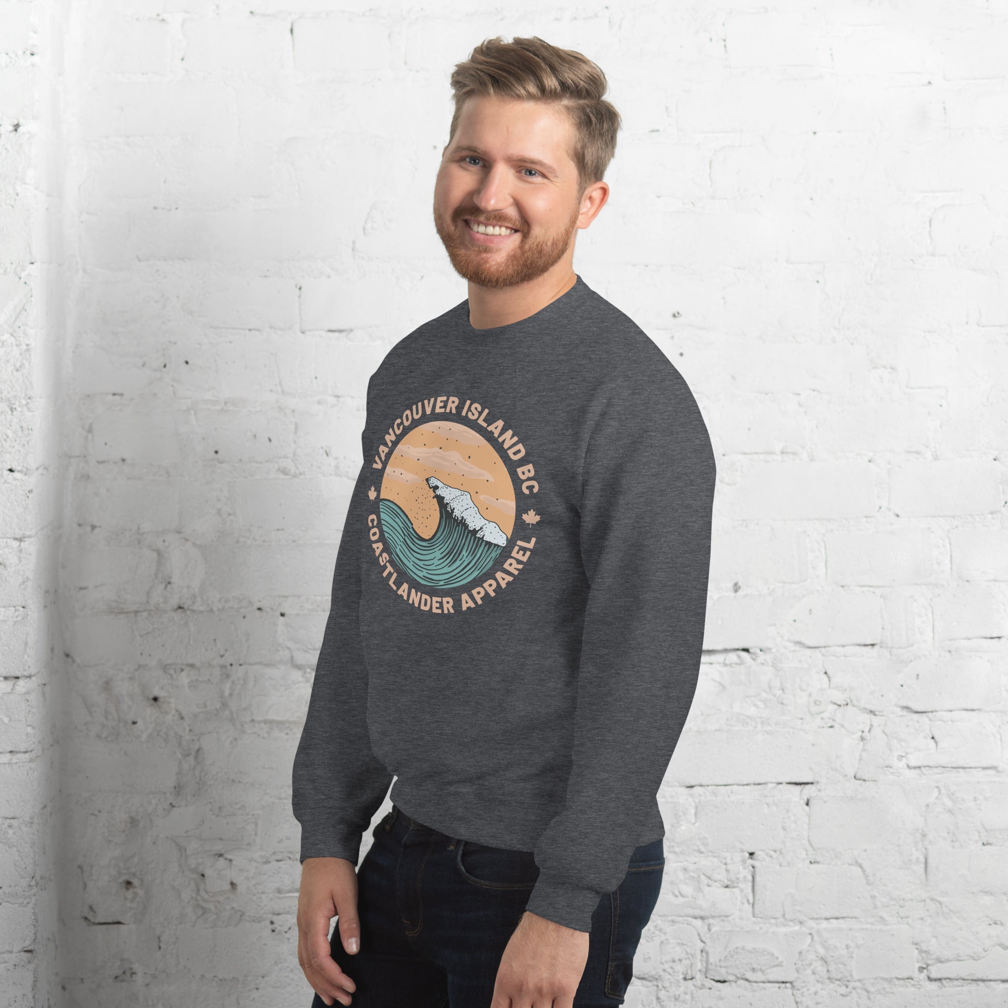 Design of Vancouver Island Wave Design - Unisex Sweatshirt , the colour is