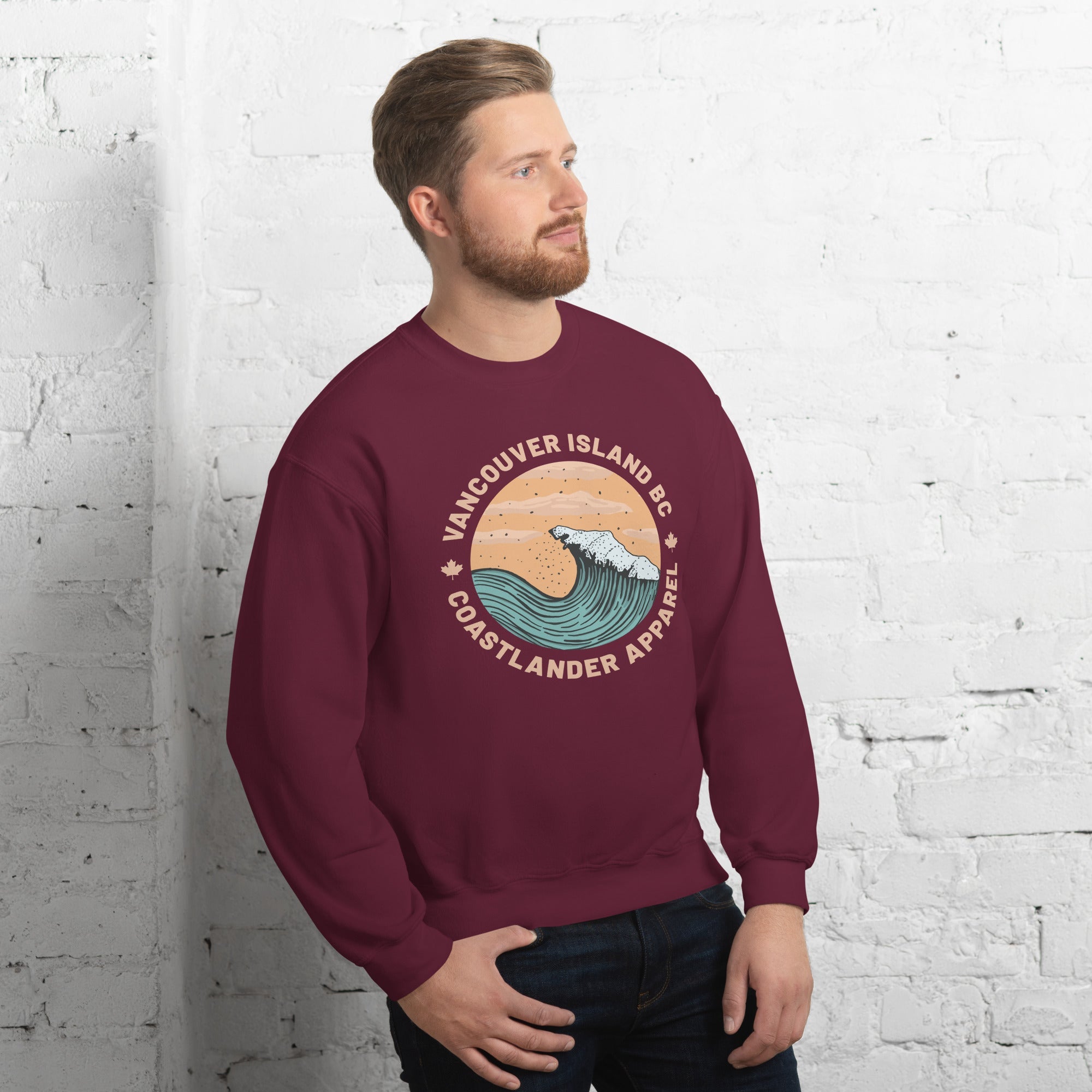 Design of Vancouver Island Wave Design - Unisex Sweatshirt , the colour is