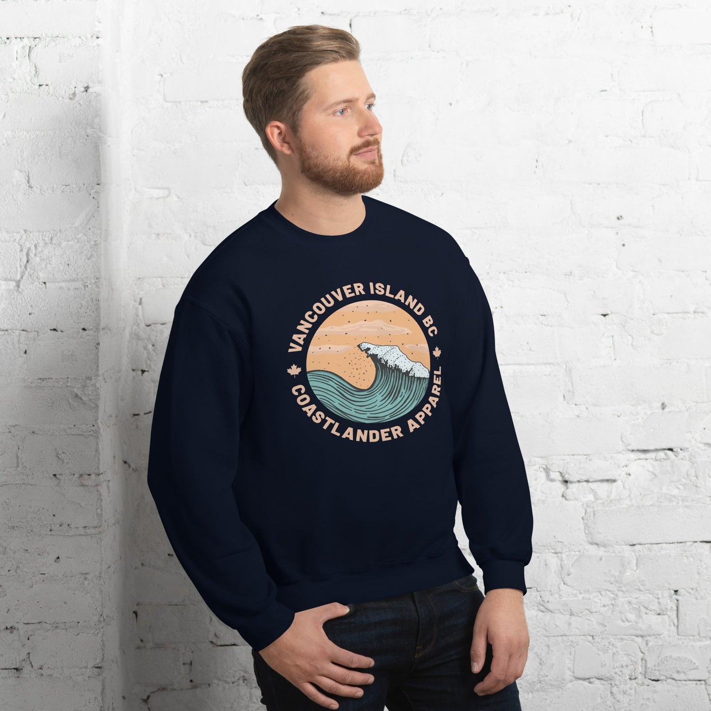 Design of Vancouver Island Wave Design - Unisex Sweatshirt , the colour is