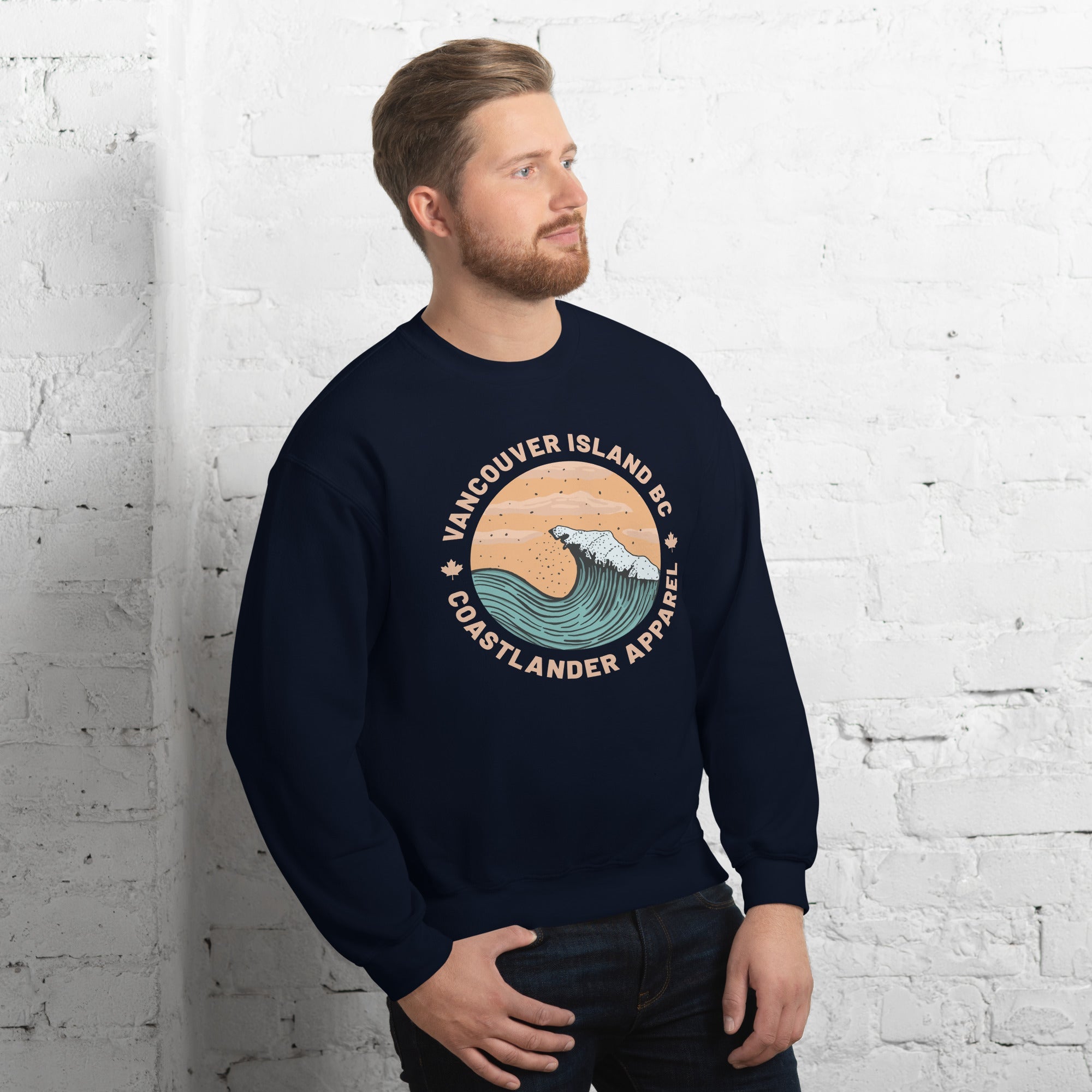 Design of Vancouver Island Wave Design - Unisex Sweatshirt , the colour is