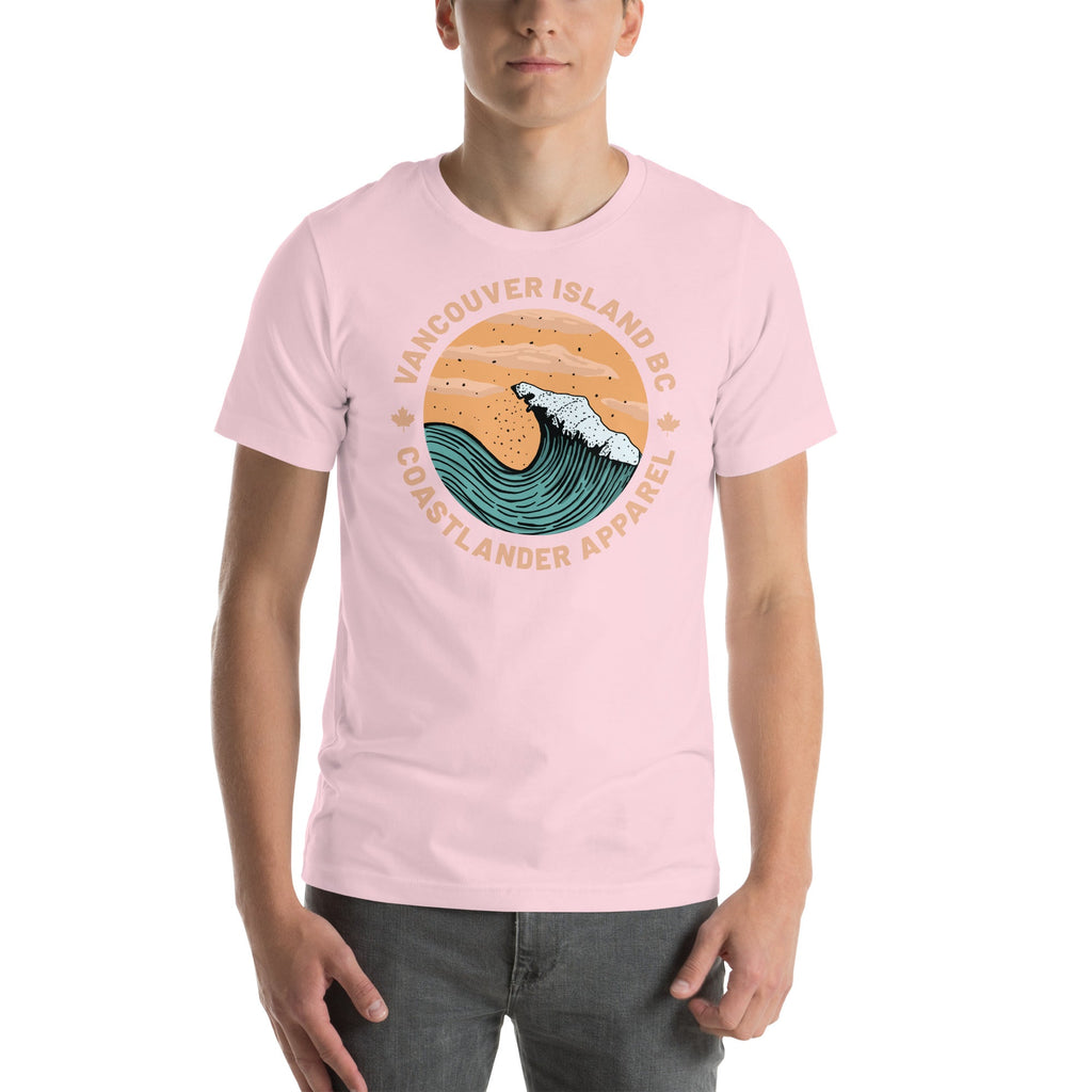 Design of Vancouver Island Wave Design - Unisex t-shirt , the colour is Soft Pink