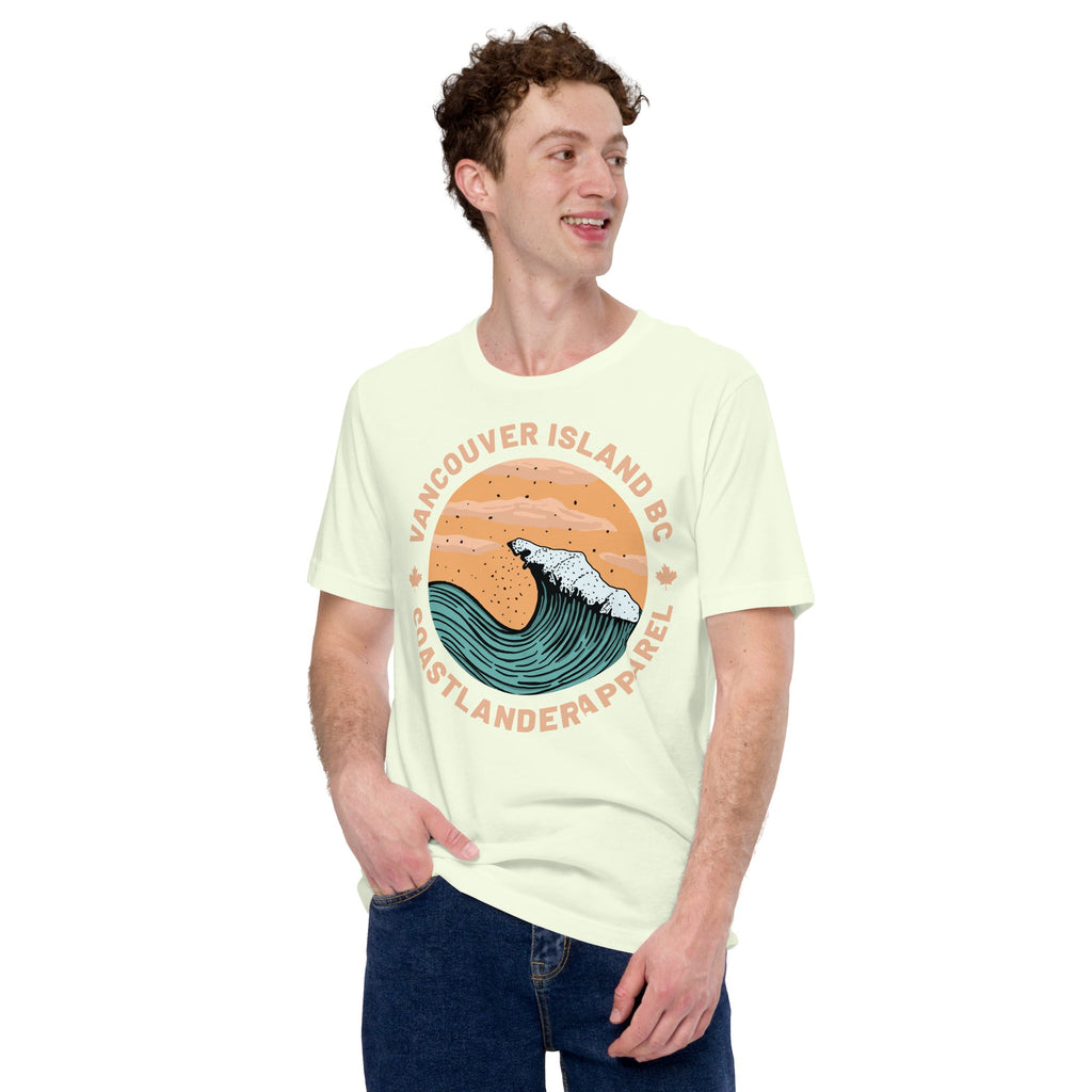 Design of Vancouver Island Wave Design - Unisex t-shirt , the colour is Citron