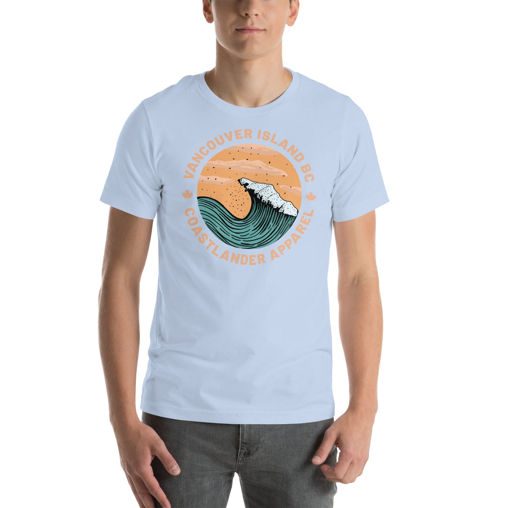 Design of Vancouver Island Wave Design - Unisex t-shirt , the colour is Baby Blue