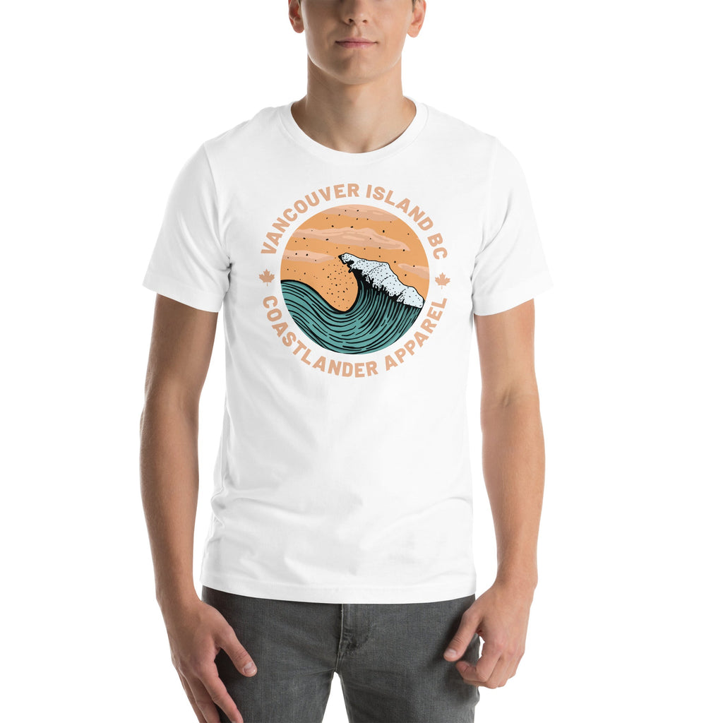 Design of Vancouver Island Wave Design - Unisex t-shirt , the colour is White