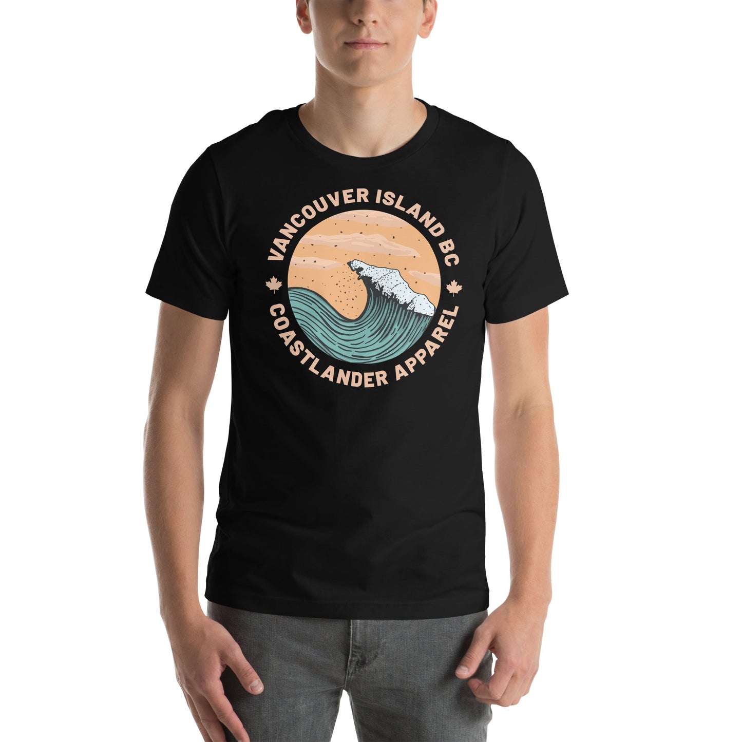 Design of Vancouver Island Wave Design - Unisex t-shirt , the colour is Black