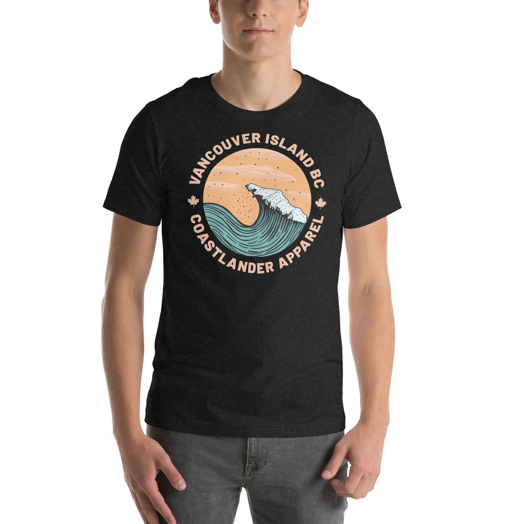 Design of Vancouver Island Wave Design - Unisex t-shirt , the colour is Black Heather