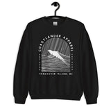 Design of Vancouver Island Wave Design - White Line Art - Unisex Sweatshirt , the colour is Black