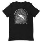 Design of Vancouver Island Wave Design - White Line Art - Unisex t-shirt , the colour is Black