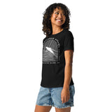 Design of Vancouver Island Wave Design - White Line Art - Women's Relaxed T-Shirt , the colour is