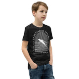 Design of Vancouver Island Wave Design - White Line Art - Youth Short Sleeve T-Shirt , the colour is