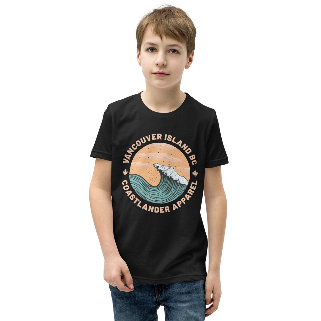 Design of Vancouver Island Wave Design - Youth Short Sleeve T-Shirt , the colour is