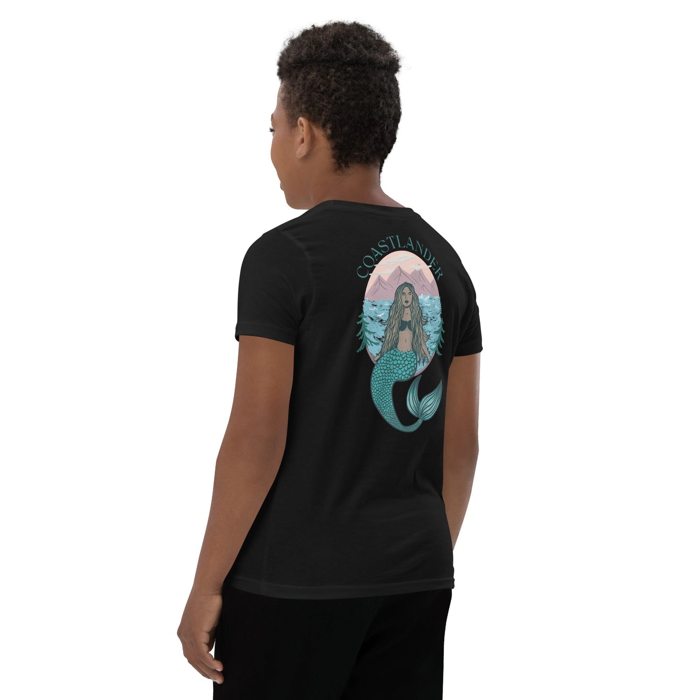 Design of Wave Tree Design - Kids - Youth Short Sleeve T-Shirt , the colour is