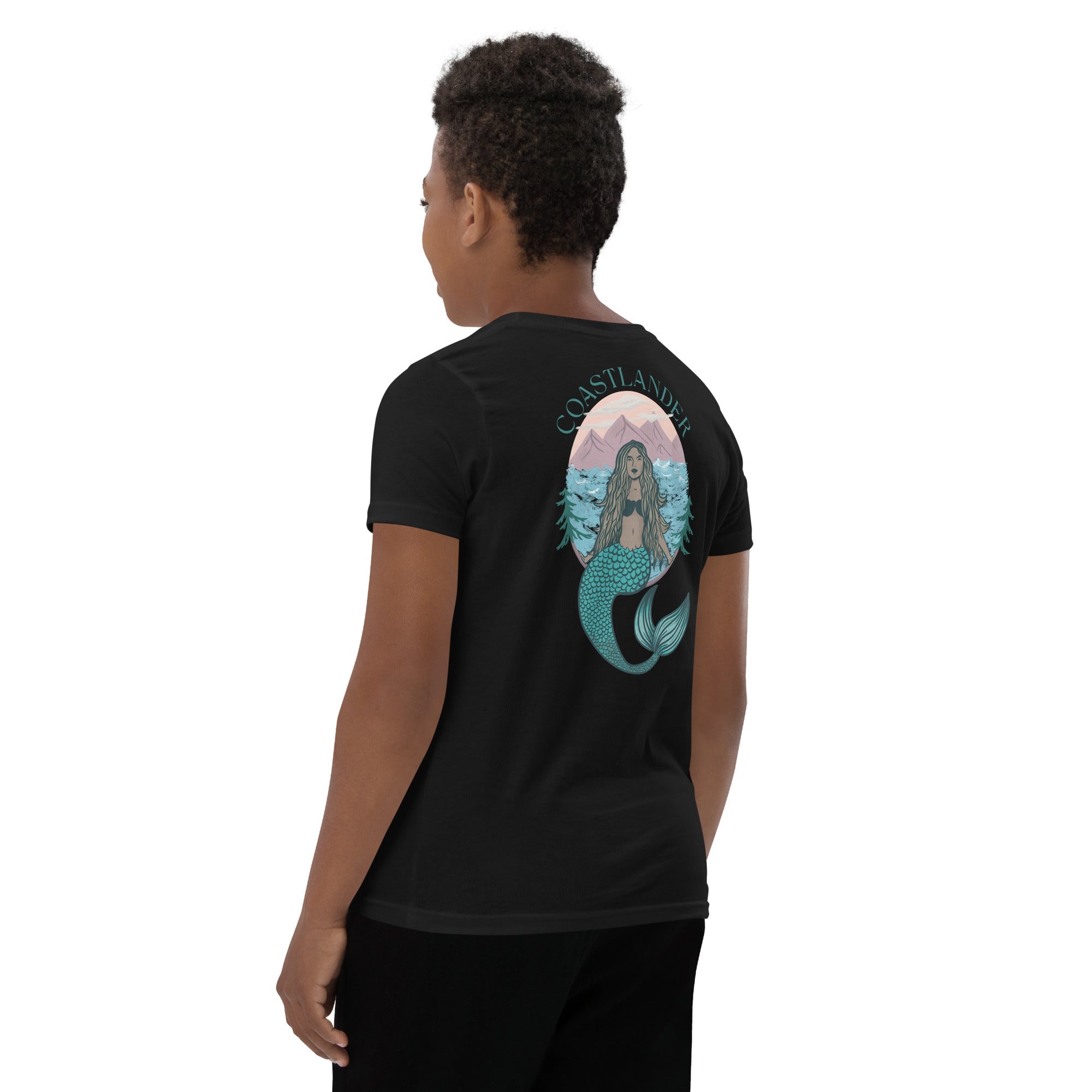 Design of Wave Tree Design - Kids - Youth Short Sleeve T-Shirt , the colour is