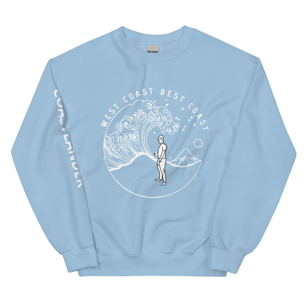 Design of West Coast Best Coast - Unisex Sweatshirt , the colour is Light Blue