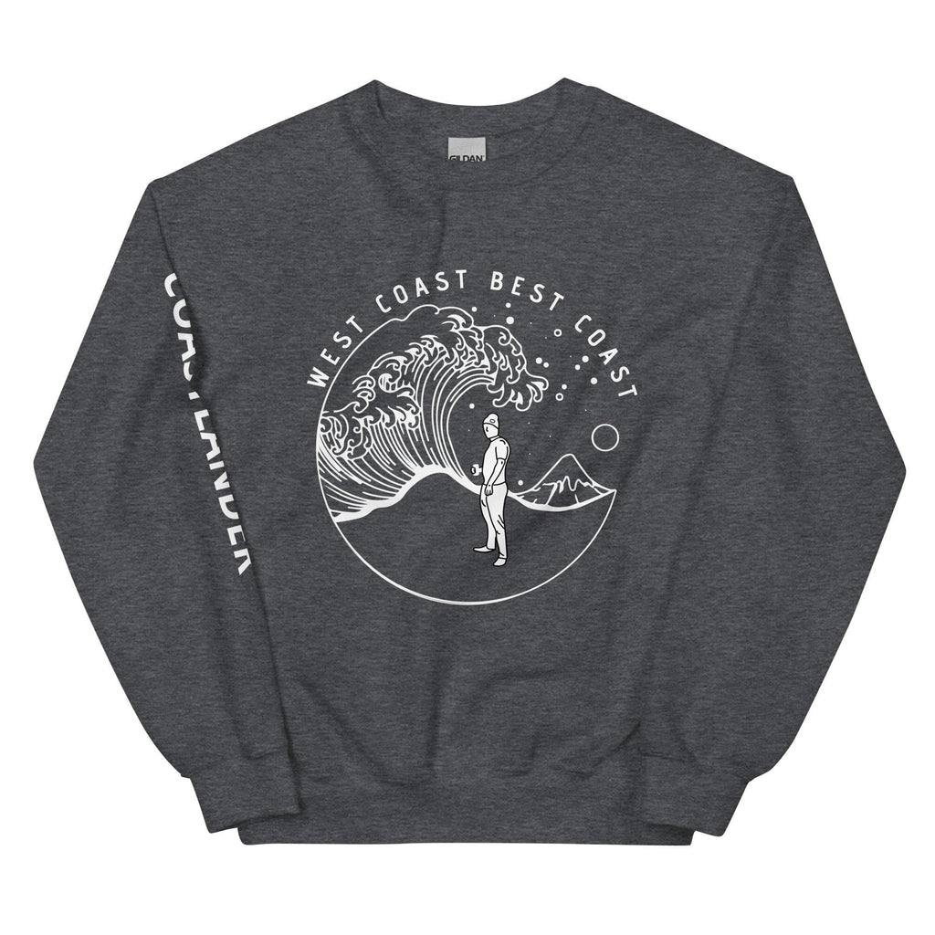 Design of West Coast Best Coast - Unisex Sweatshirt , the colour is Dark Heather