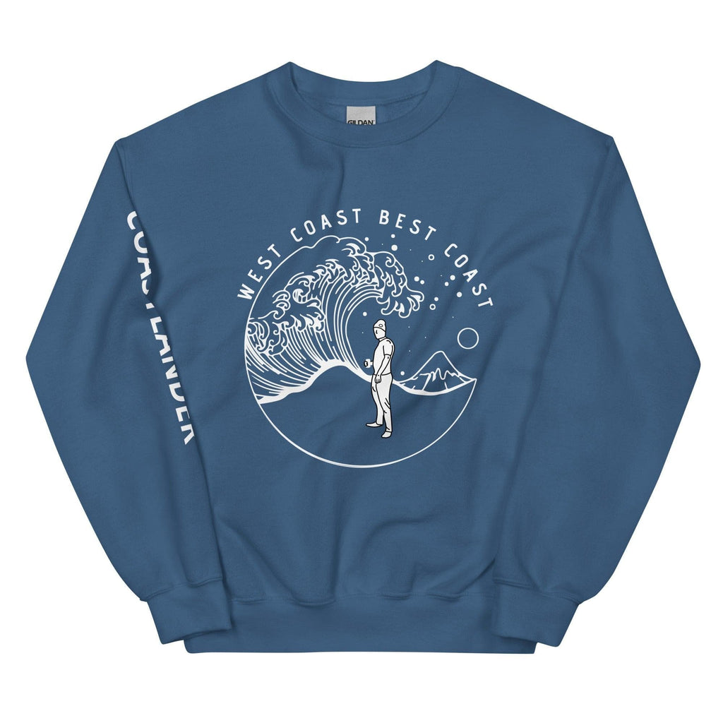 Design of West Coast Best Coast - Unisex Sweatshirt , the colour is Indigo Blue