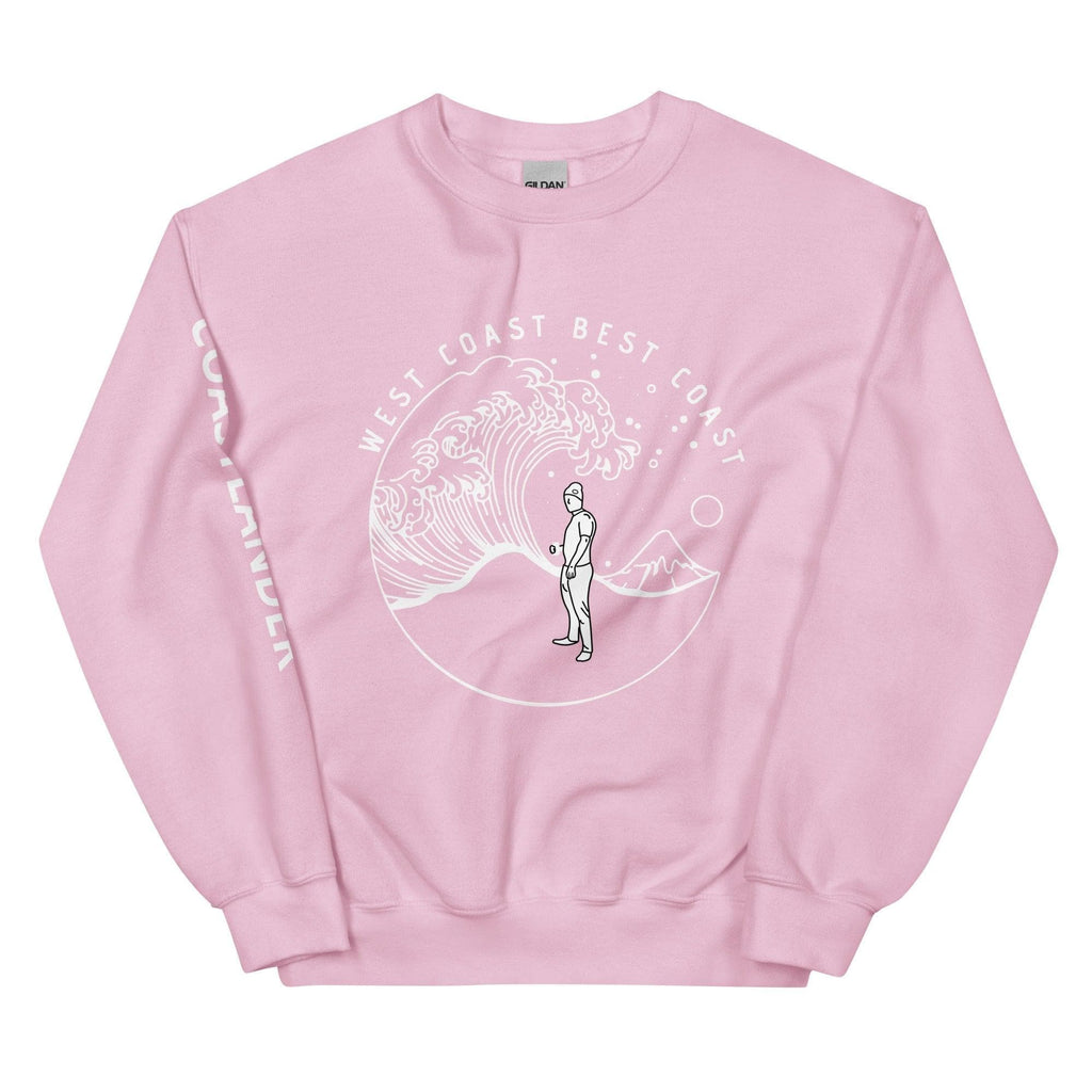 Design of West Coast Best Coast - Unisex Sweatshirt , the colour is Light Pink