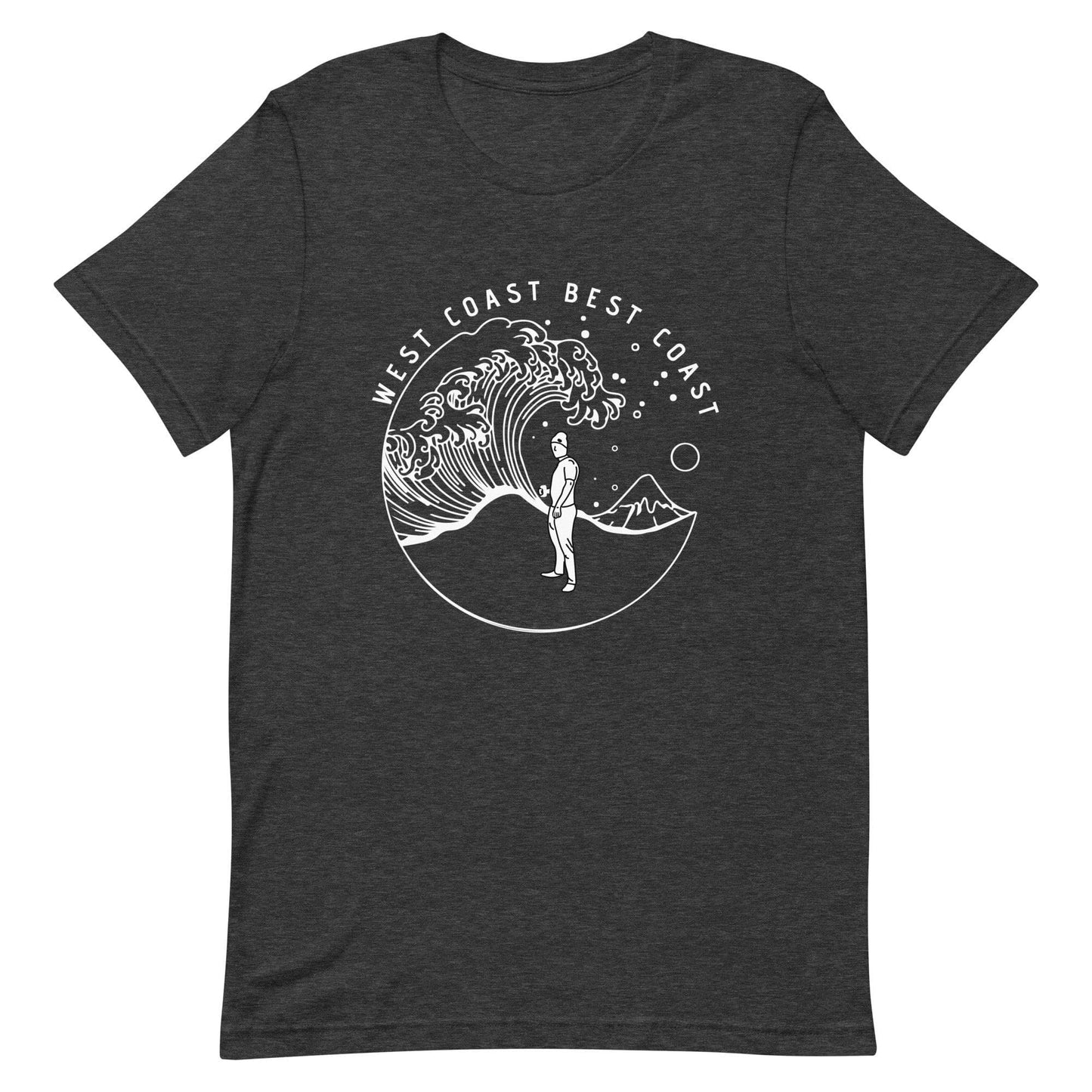 Design of West Coast Best Coast - Unisex t-shirt , the colour is Dark Grey Heather